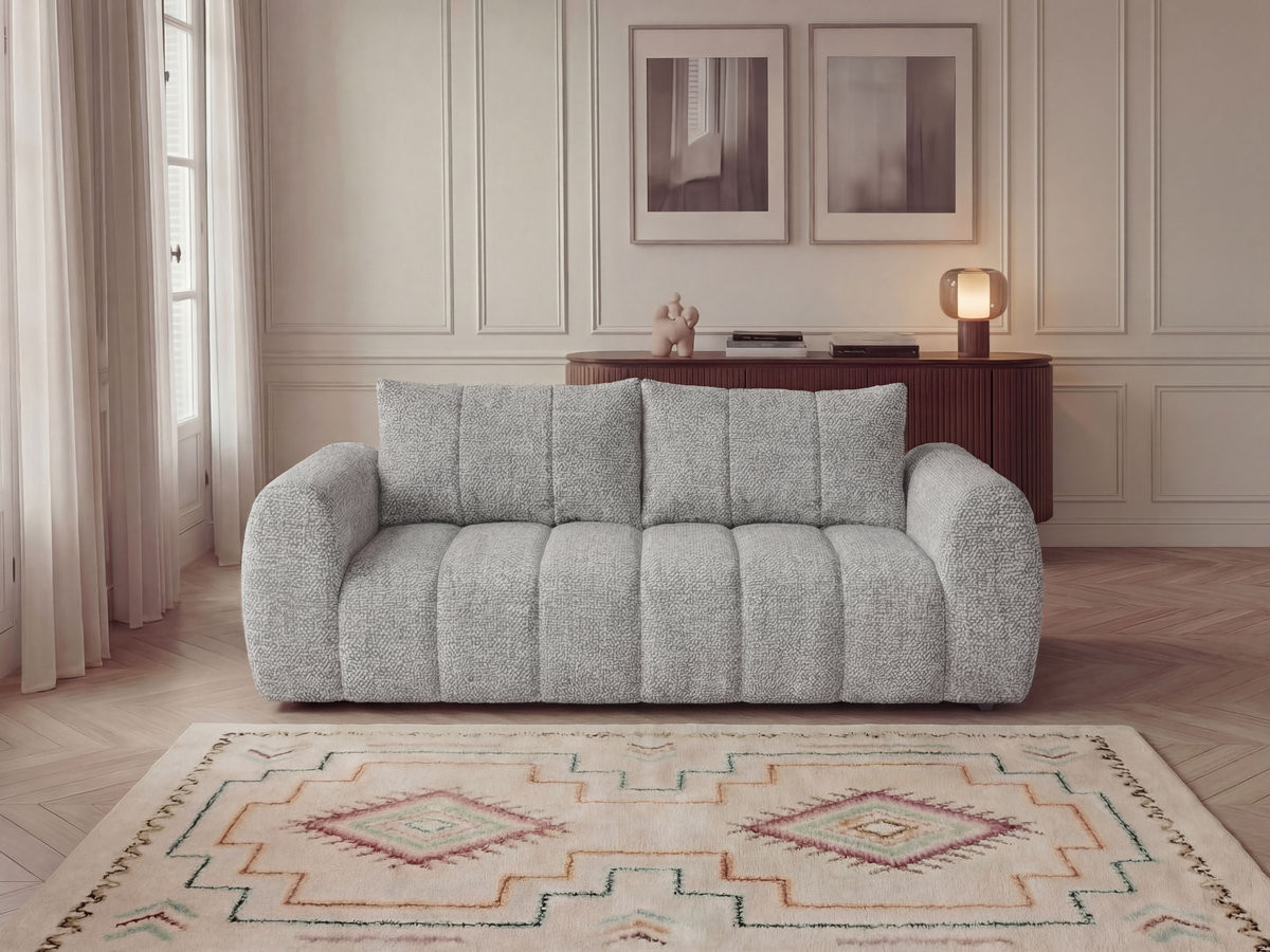 Bobochic Nesty Sofa 3-Sitzer Melange-Stoff Hellgrau
