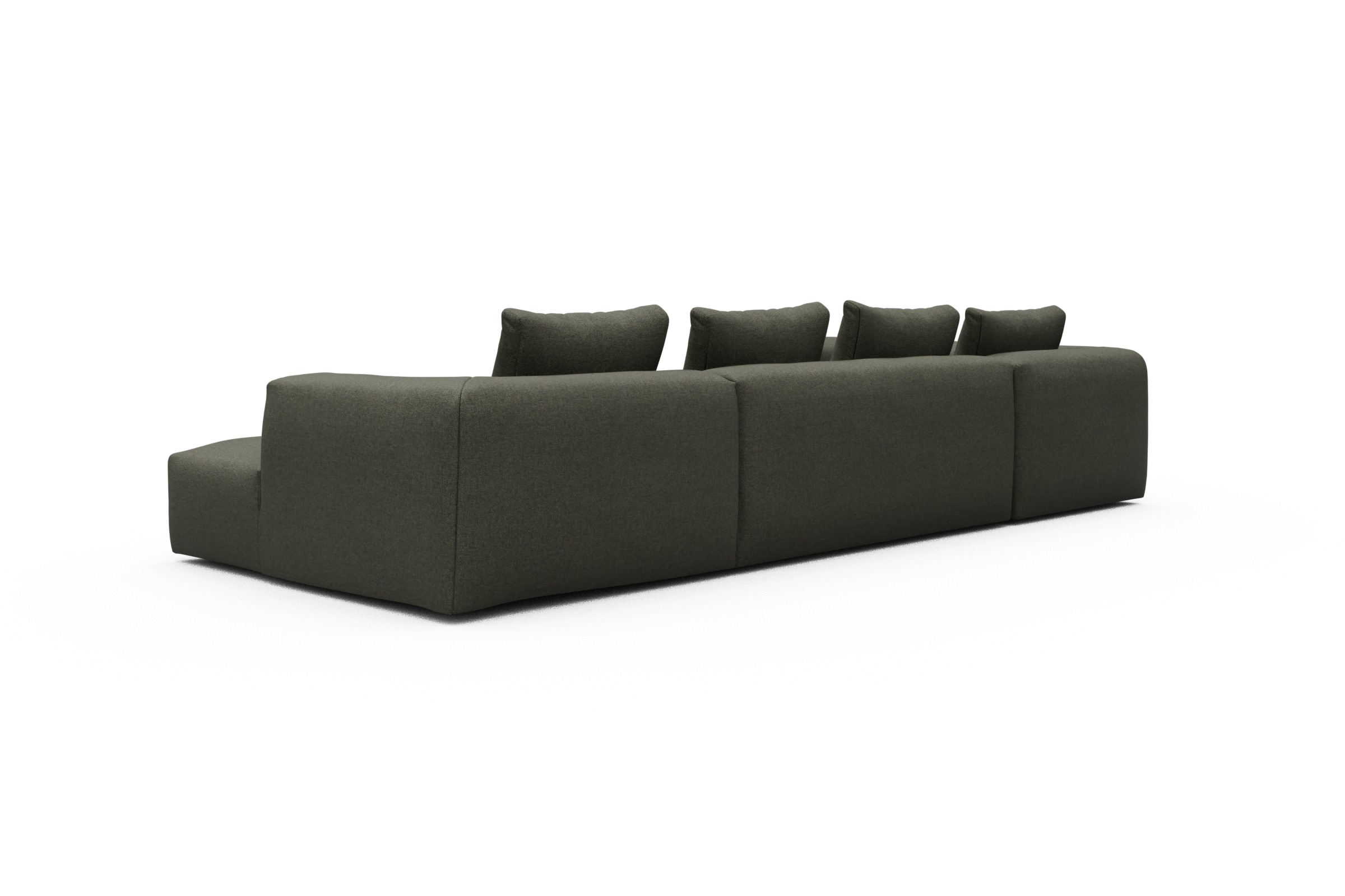 Wohnlandschaft Fred Chaiselongue rechts mit 2-Sitzer und lange Armlehne links Sama-Winter-Moss