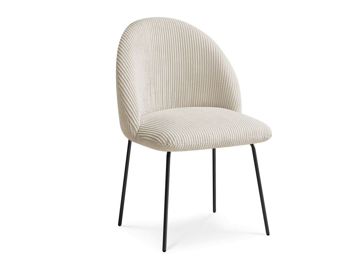Bobochic Lalie Esszimmerstuhl mit Metallbeinen, schwarz Cordsamt Beige