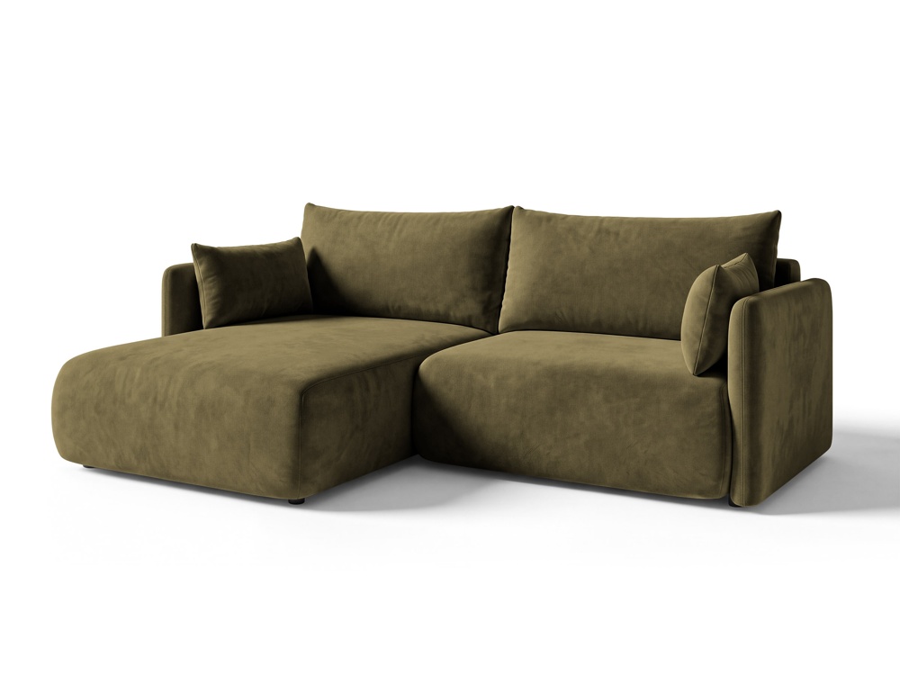 Cosmopolitan Design Ecksofa Monaco 3-Sitzer mit Schlaffunktion Samt Bluvel Grün Links