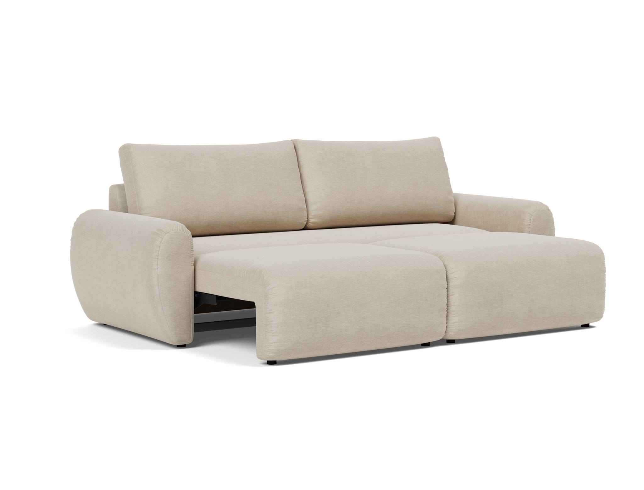 Schlafsofa Norum mit Curve-Armlehnen Flachgewebe Phobos 586-Latte