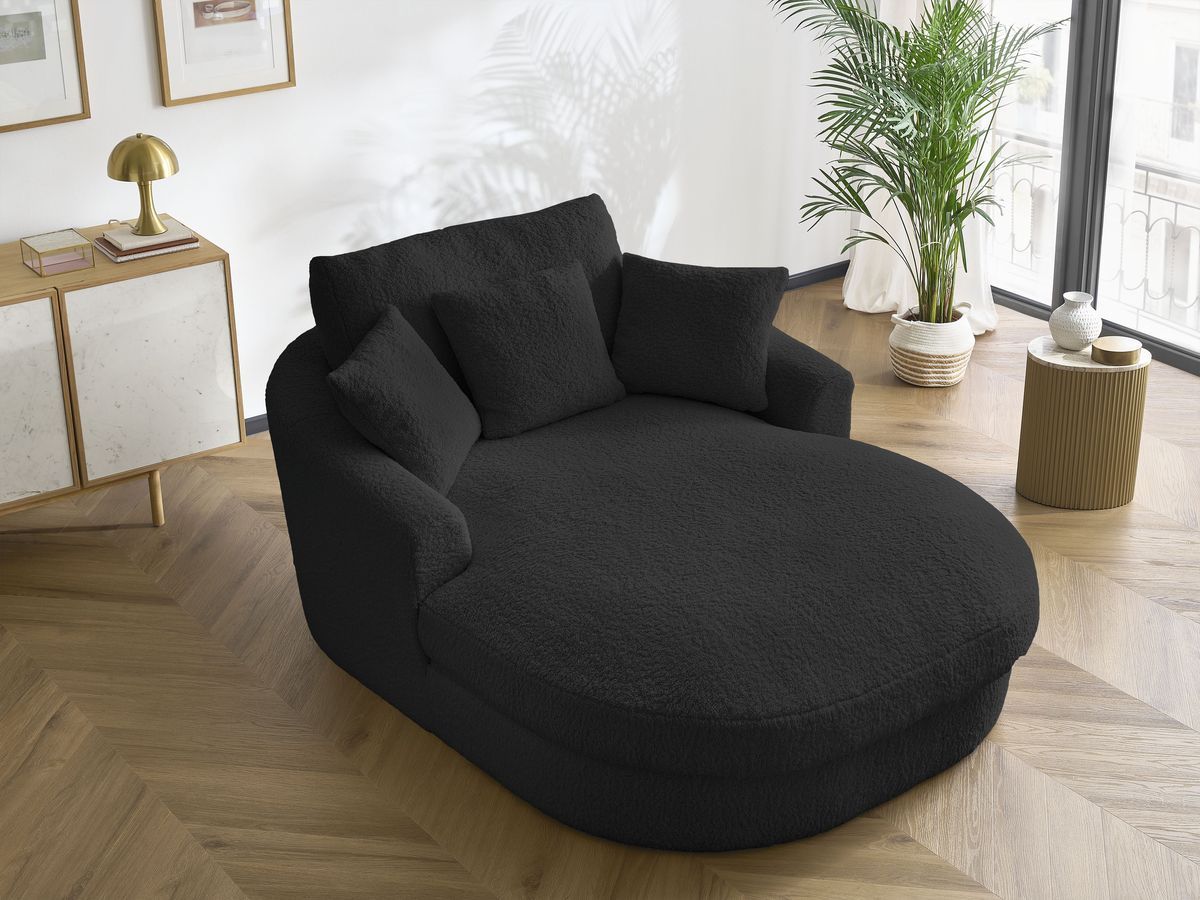 Bobochic Belem Méridienne-Modul Bouclé-Stoff Schwarz