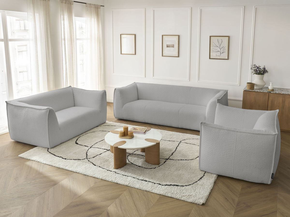Bobochic Giorgia Sofa 5-Sitzer 534 × 100 cm Bouclé-Stoff Hellgrau