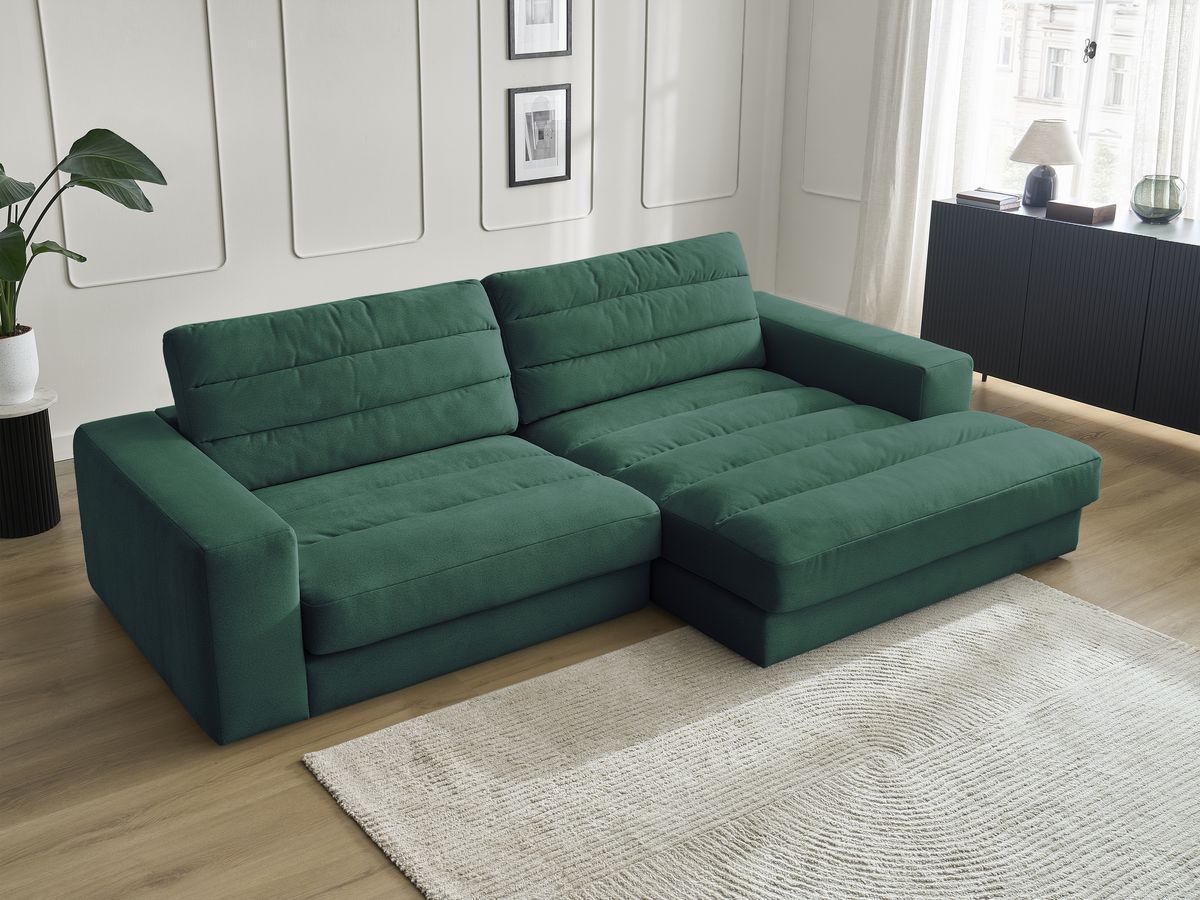Bobochic Sierra Ecksofa Samt Dunkelgrün Ecke rechts