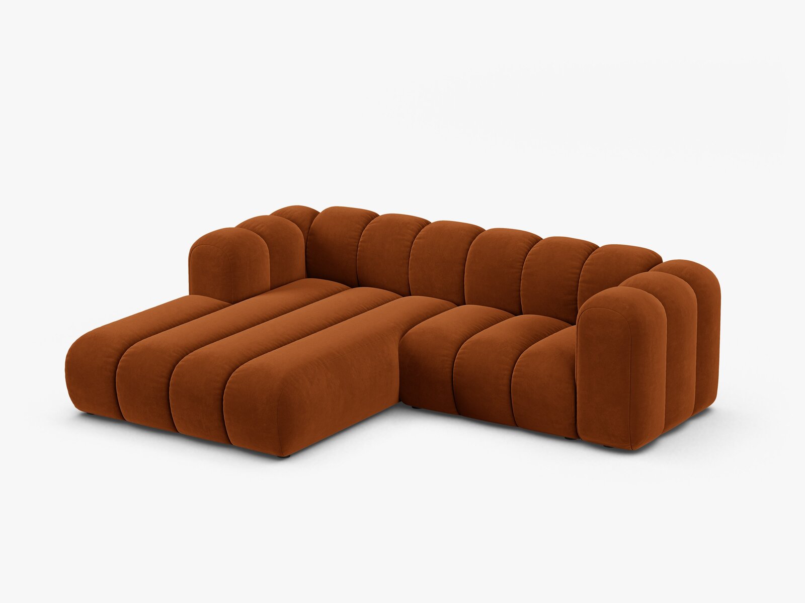Micadoni Modulares Ecksofa Lupine 3-Sitzer Links Samt Salvador Terrakotta