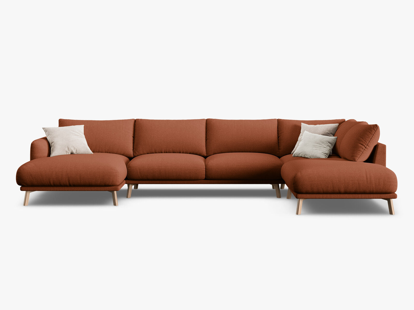 Micadoni Panorama Ecksofa Naomi 6-Sitzer Rechts Strukturierter Stoff Liberty Ziegel