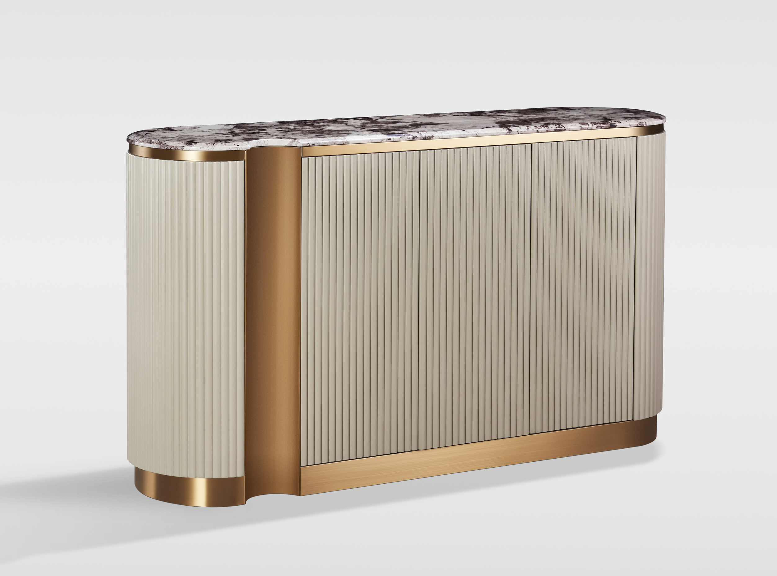 Livin Hill Kommode Stilig Helles Creme, goldene Basis mit dunklem Marmor ST917B