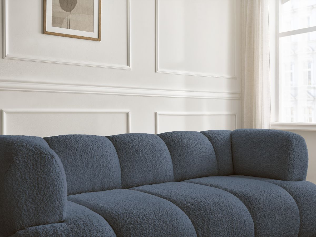 Bobochic Pamira Sofa 2-Sitzer Bouclé-Stoff Dunkelblau