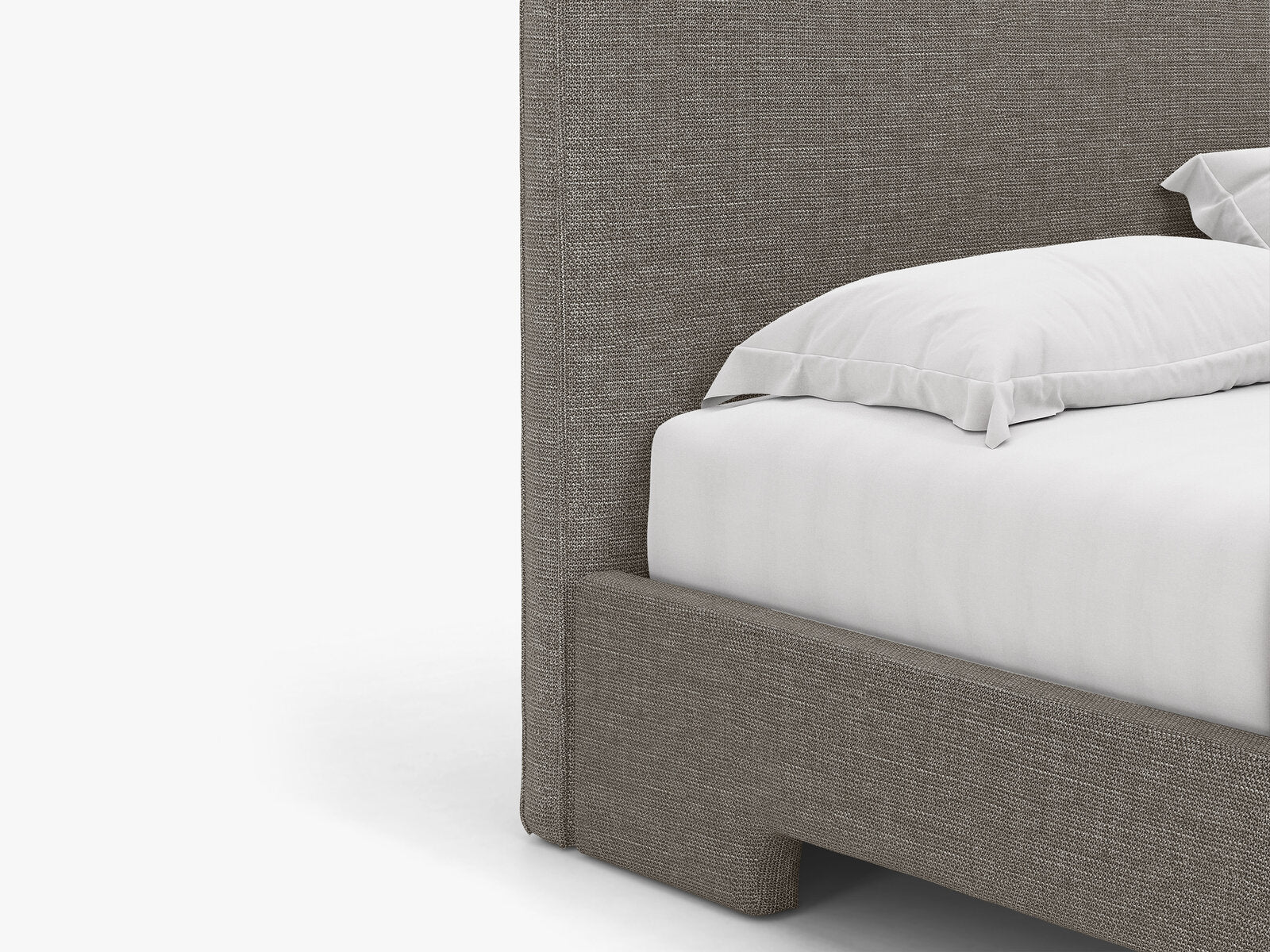 Micadoni Eda Bett mit Kopfteil Strukturierter Stoff Bjorn Warmes Grau 140x200