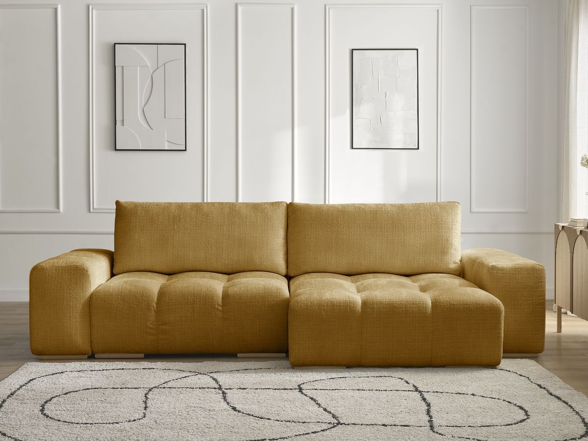 Bobochic Anakin Ecksofa, 2 Kissen Strukturstoff Gelb