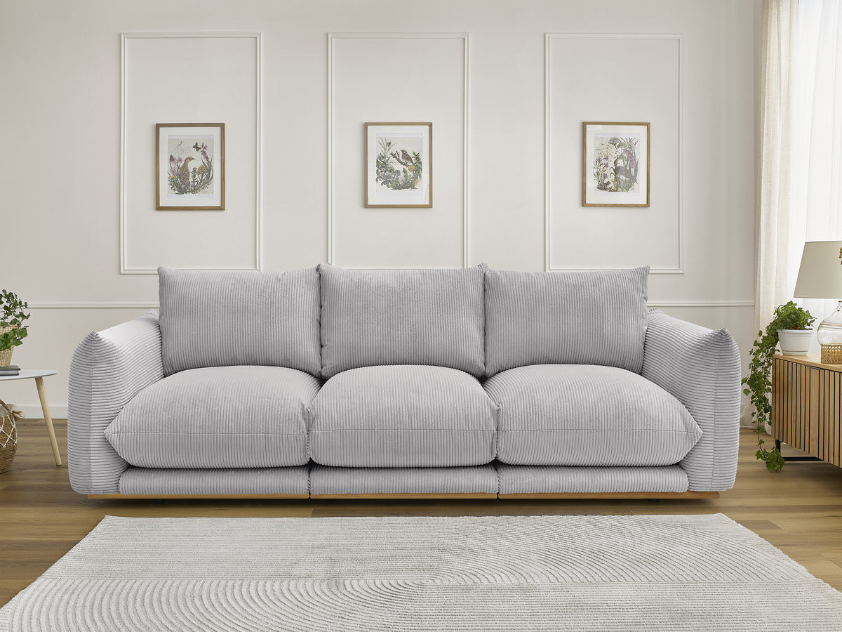 Bobochic Ernest Sofa 3-Sitzer 266 × 106 cm Cordsamt Hellgrau