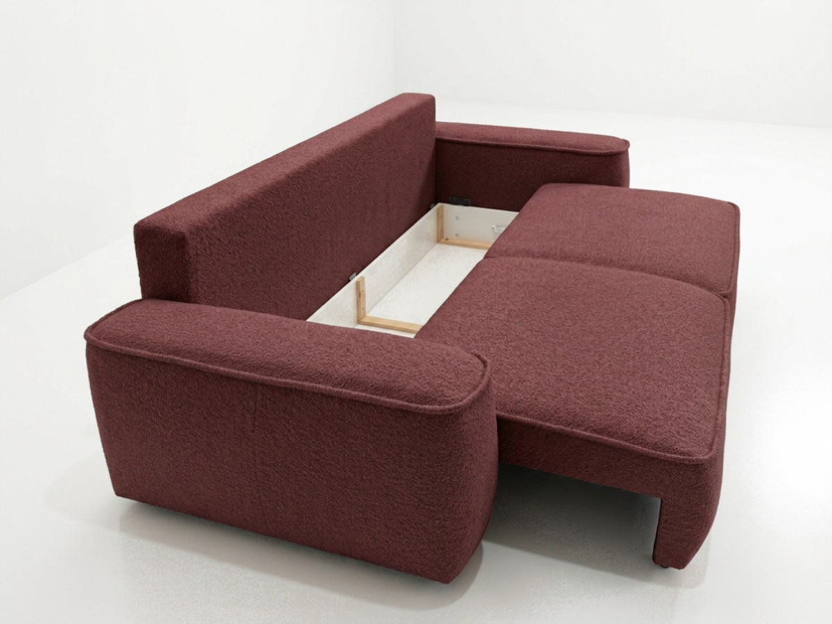 Bobochic Honore Schlafsofa 3-Sitzer mit Bettkasten Chenille Rot