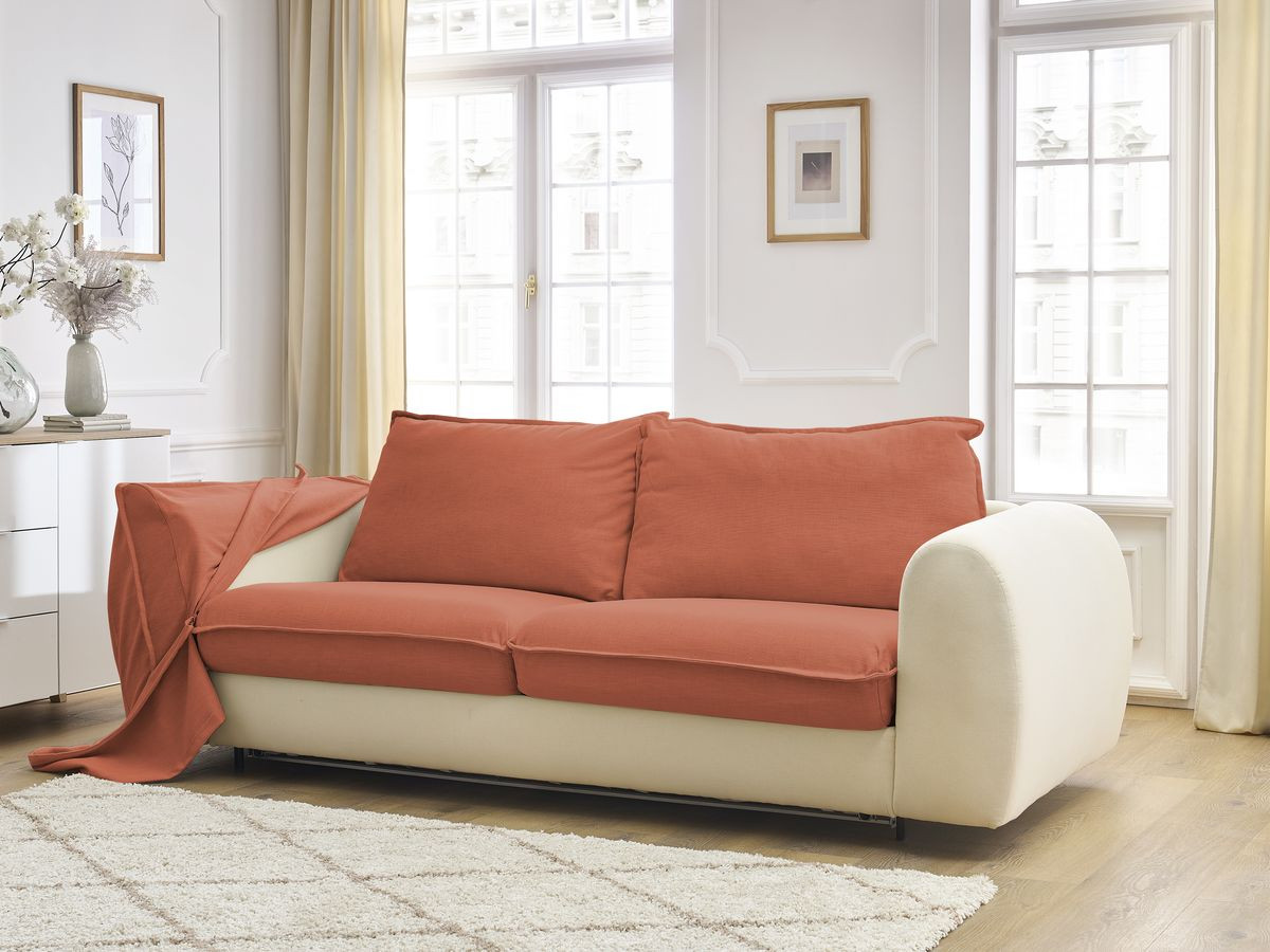 Bobochic Archimede Schlafsofa 3-Sitzer Stoff Orange, Liegefläche 160 × 194 cm