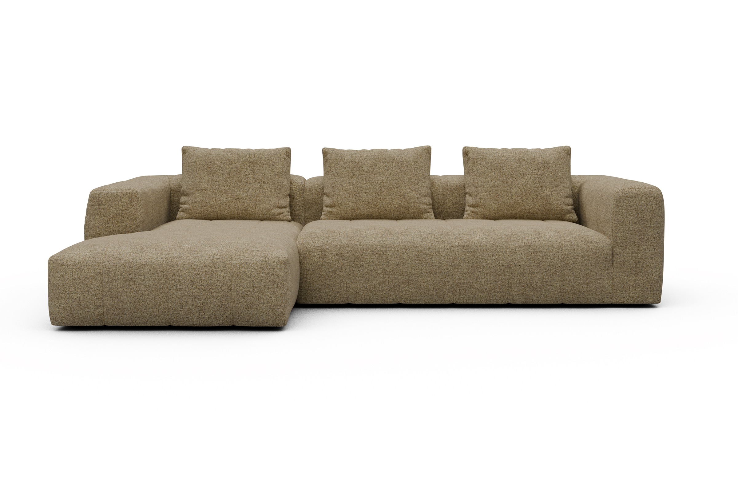 Ecksofa Hugo 2,5-Sitzer Armlehne rechts mit Chaiselongue Carreno-Silician-Yellow