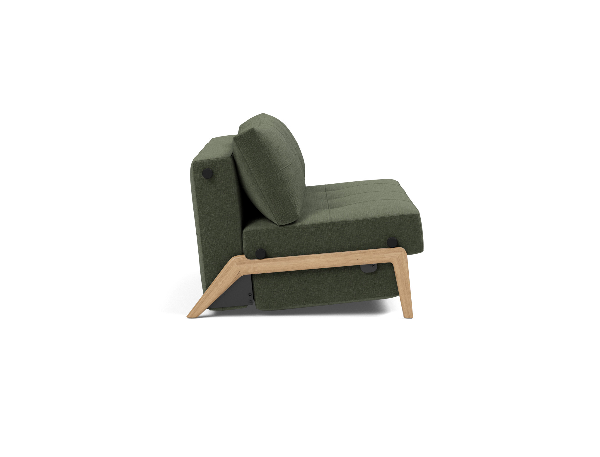 Schlafsofa Cubed 140 Chenille Esina 413-Olive-Green Beine Eiche