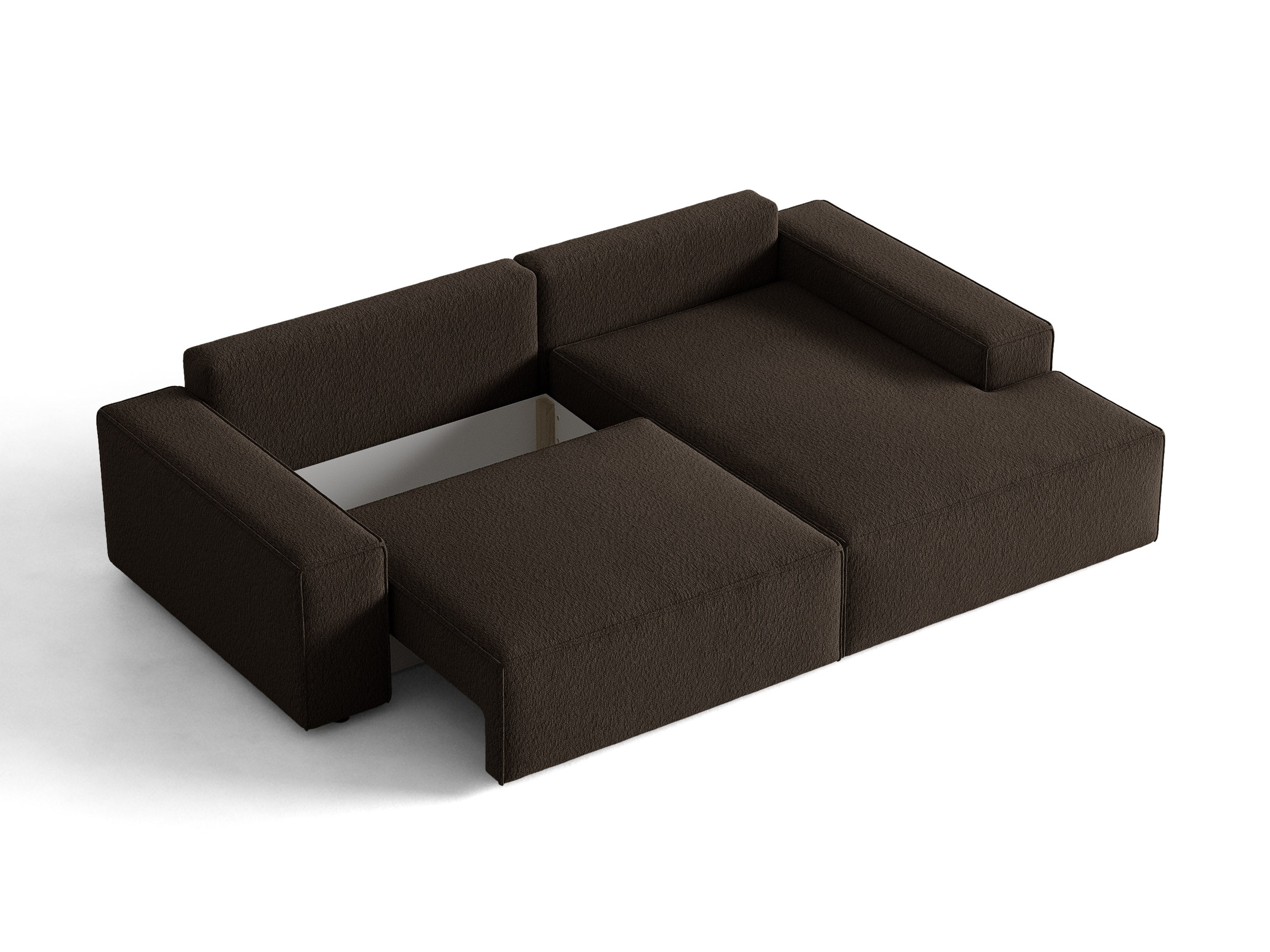 Micadoni Schlaf-Ecksofa Jodie 3-Sitzer Boucle Baloo Braun Rechts