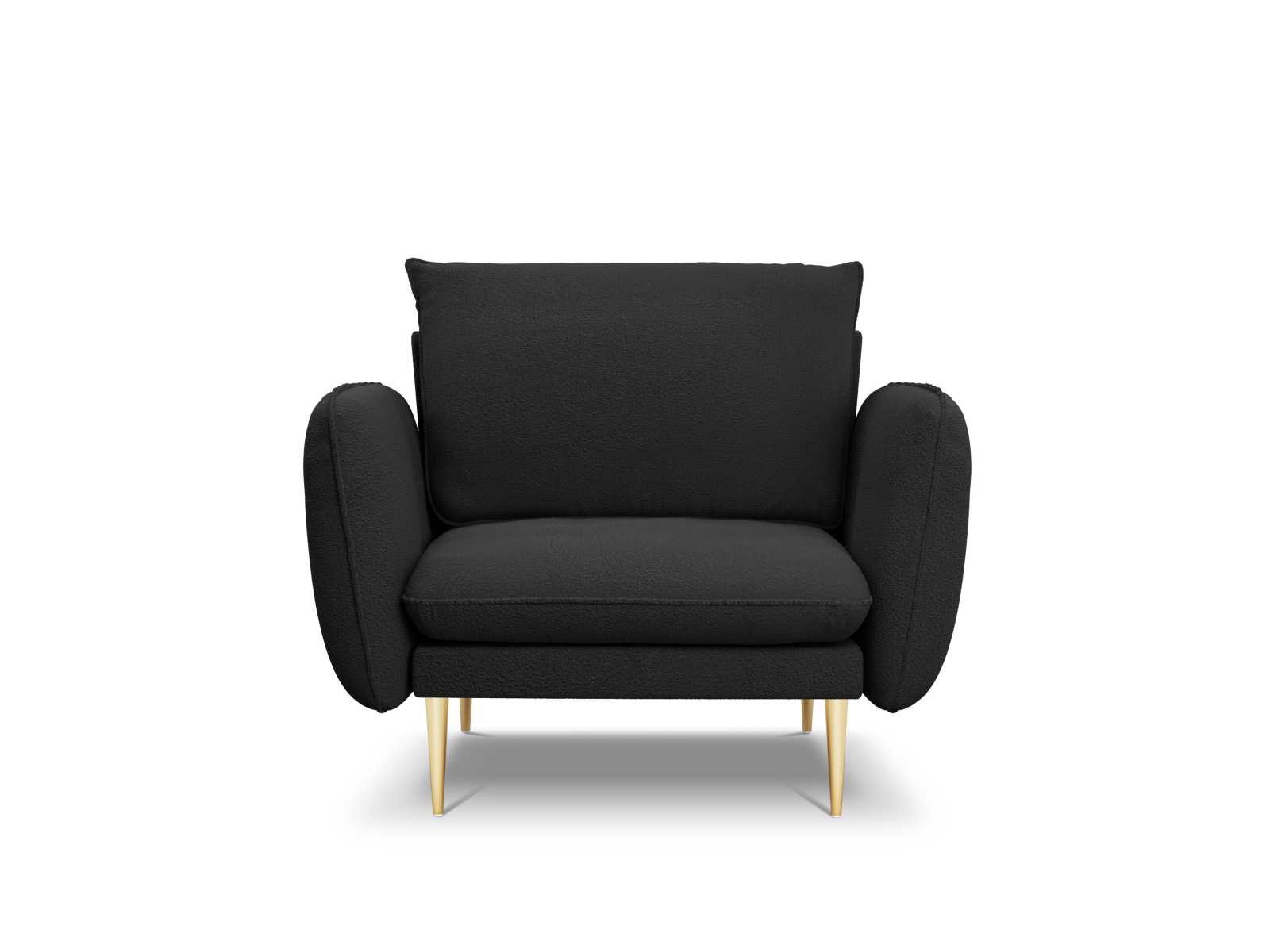 Cosmopolitan Design Sessel Vienna Boucle Ascot Schwarz Beine Gold