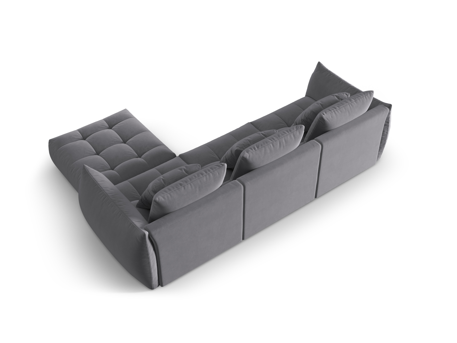 Micadoni Ecksofa Bloom 2-Sitzer Samt Dunkelgrau