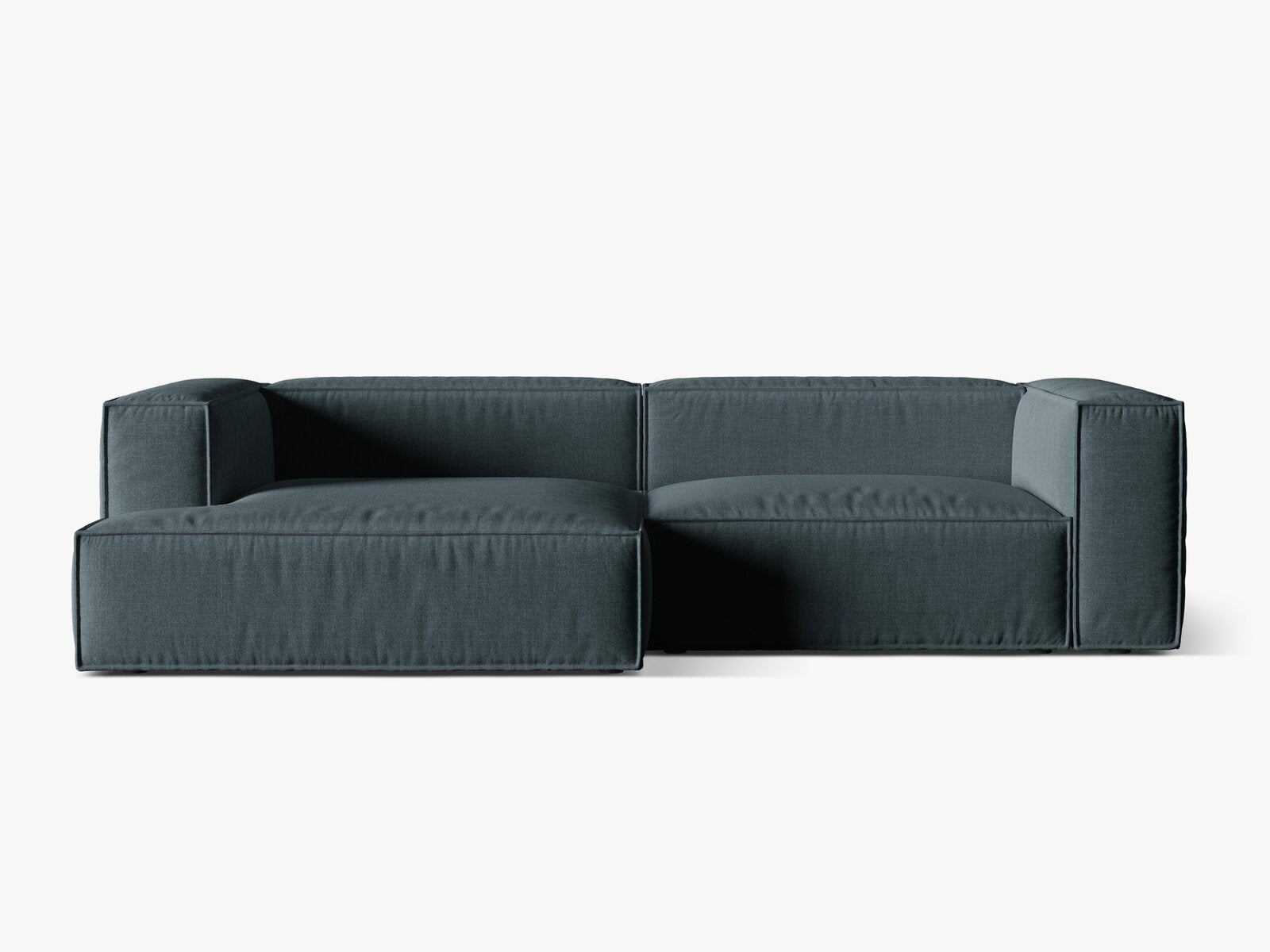 Micadoni Ecksofa Nuria 4-Sitzer Links Strukturierter Stoff Dunkel Petrol