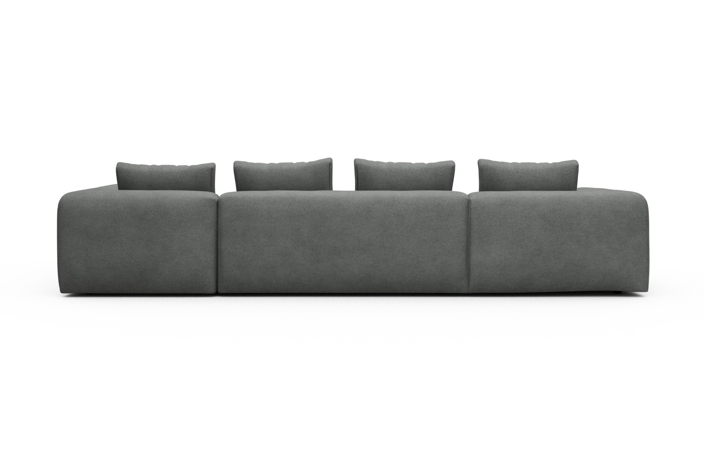 Wohnlandschaft Fred Chaiselongue links mit 2-Sitzer und lange Armlehne rechts Boucle-Ash-Grey