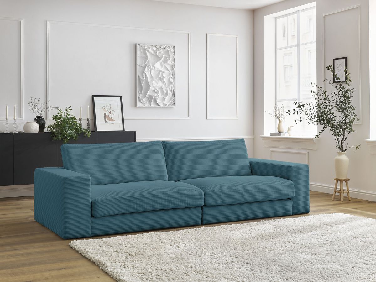 Bobochic Leonard Sofa 3-Sitzer 274 × 109 cm Strukturstoff Hellblau