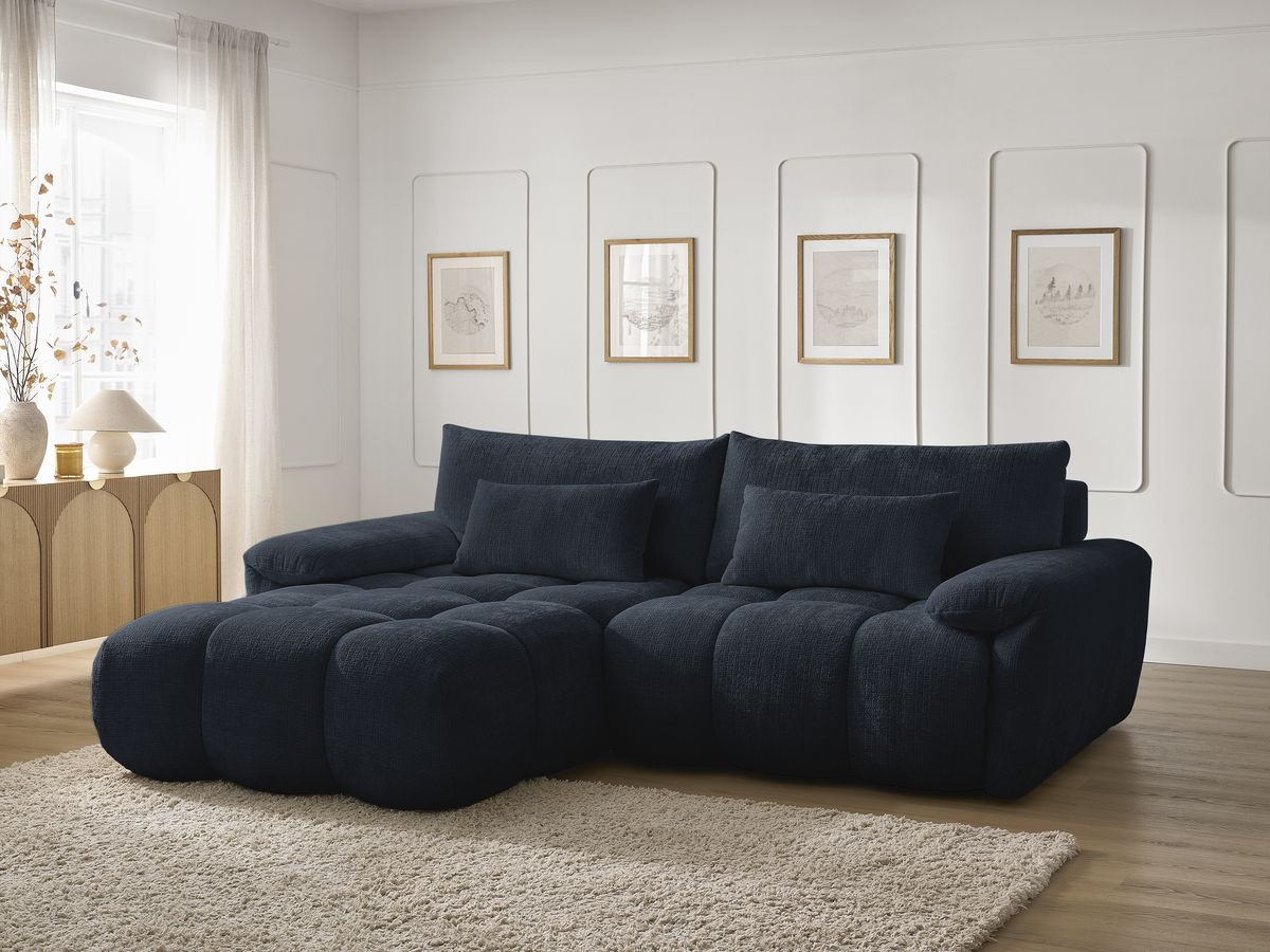 Bobochic Ivane Ecksofa Strukturstoff Dunkelblau Ecke links
