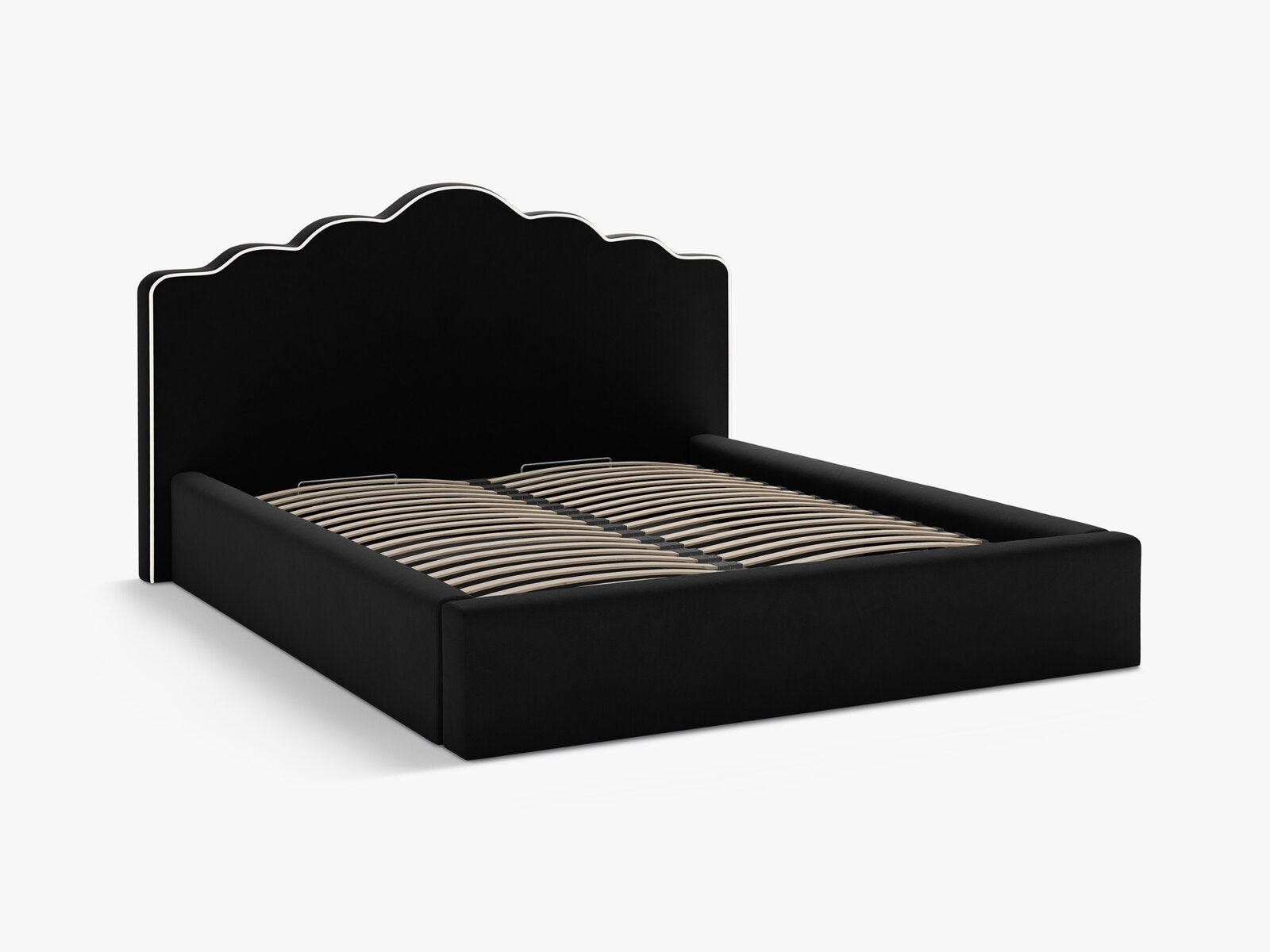 Micadoni Dream Samtbett mit Bettkasten und Kopfteil Samt Magic Velvet Elfenbein / Schwarz 140x200