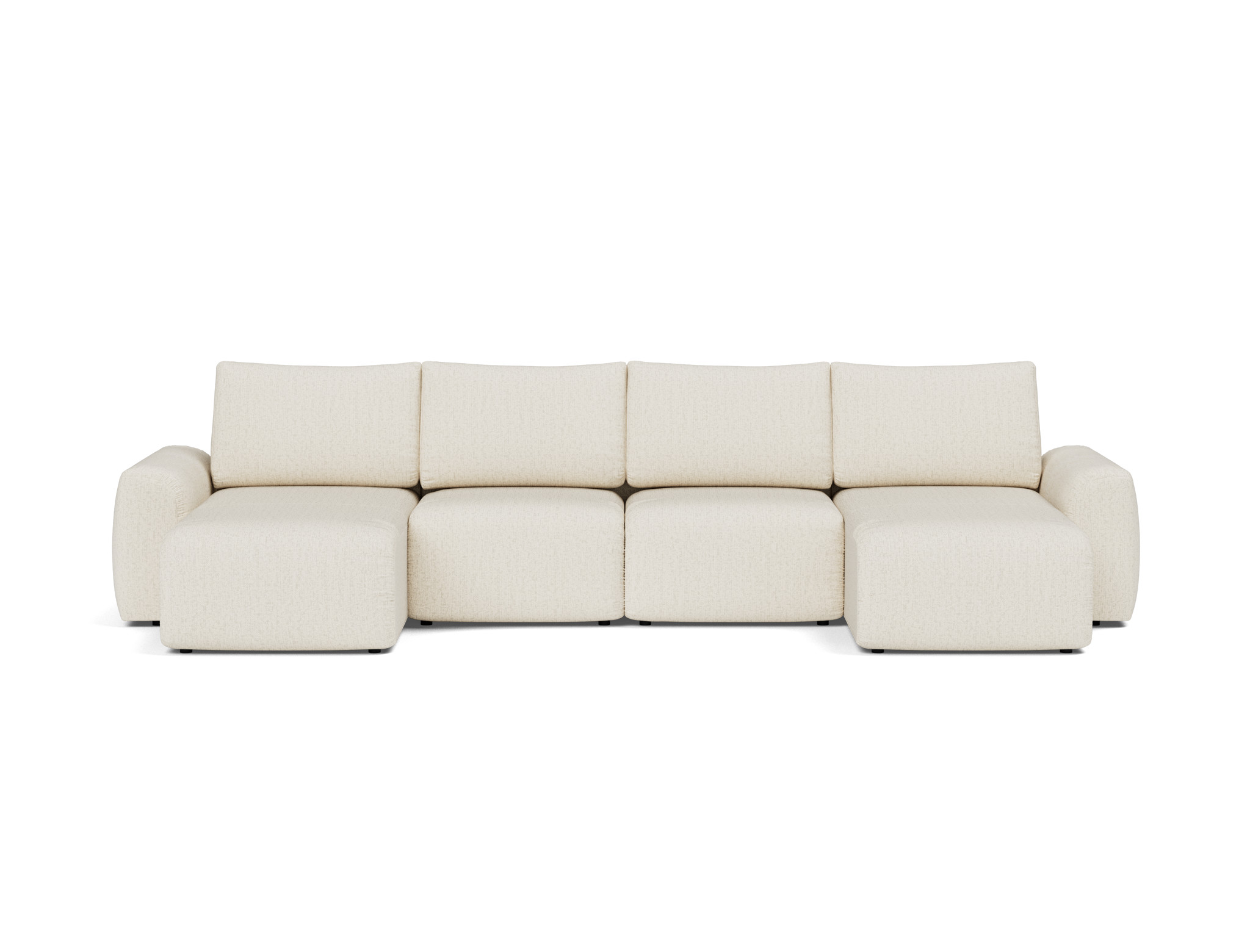 Schlafsofa Norum U-Form mit Chunky-Armlehnen Boucle Skandi 531-Off-White