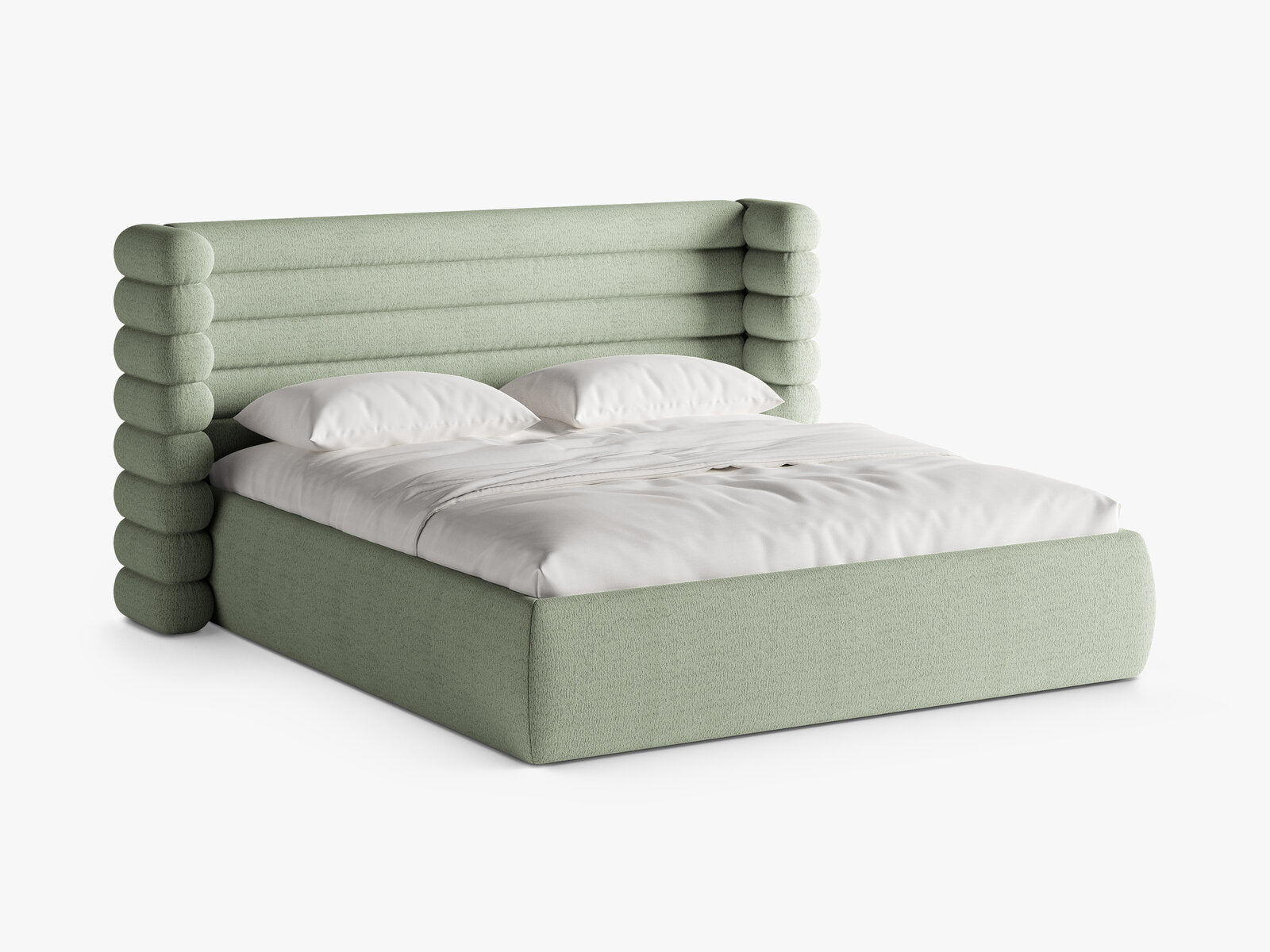 Micadoni Stauraumbett mit Kopfteil Mount Boucle Coral Minze 160x200