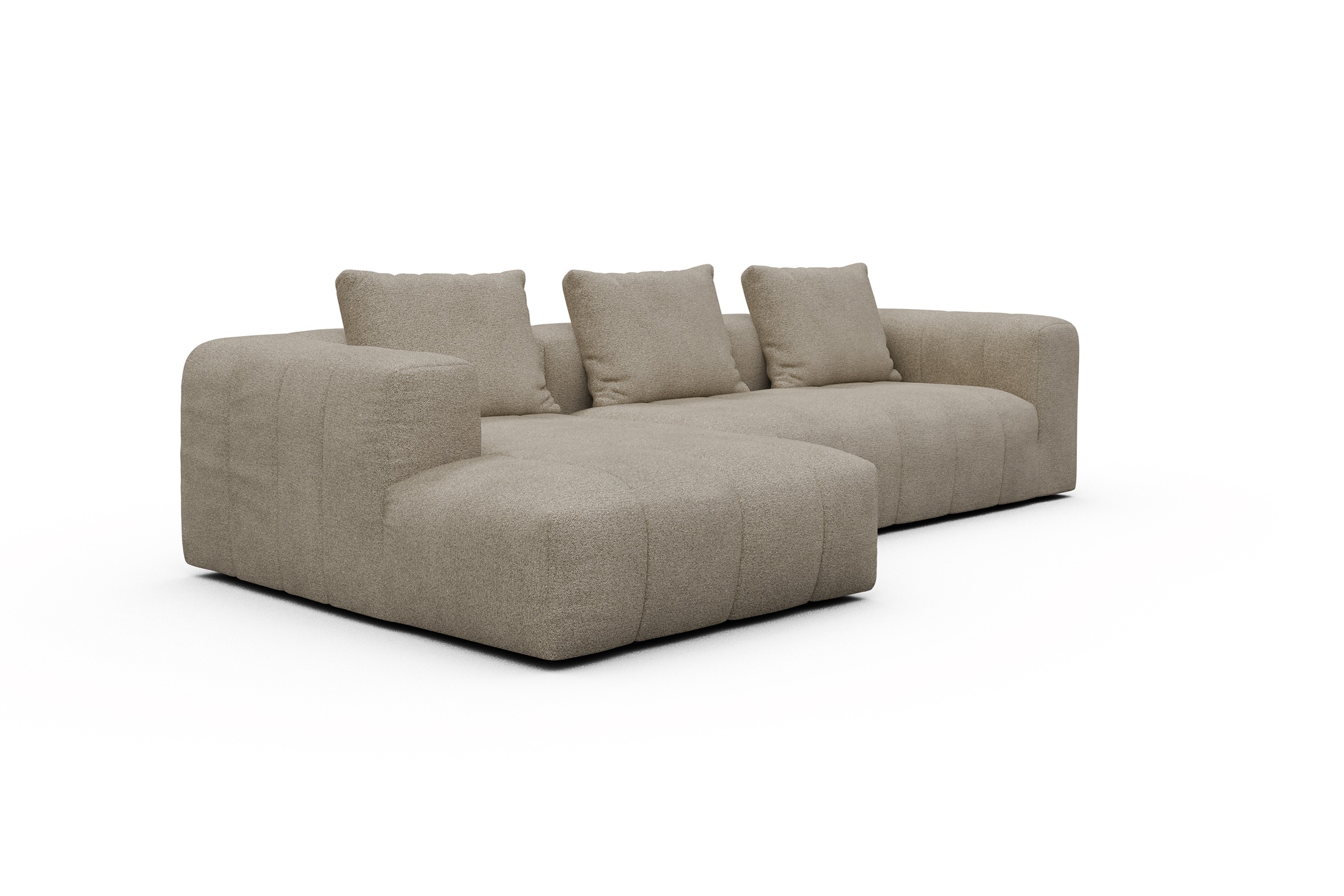 Ecksofa Hugo 2,5-Sitzer Armlehne rechts mit Chaiselongue Boucle-Belge