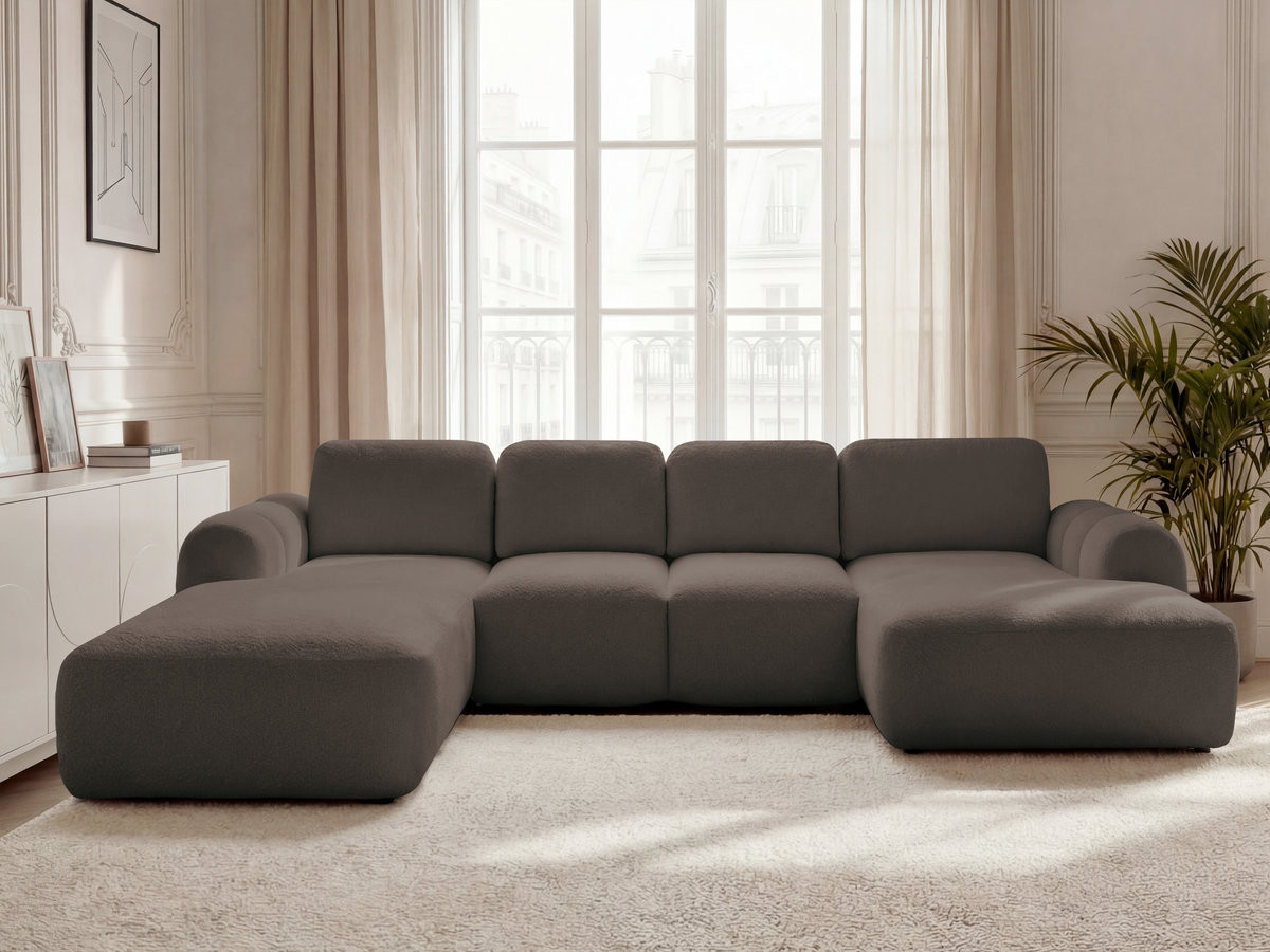Bobochic Montaigne Wohnlandschaft Bouclé-Stoff Braun Ecke rechts