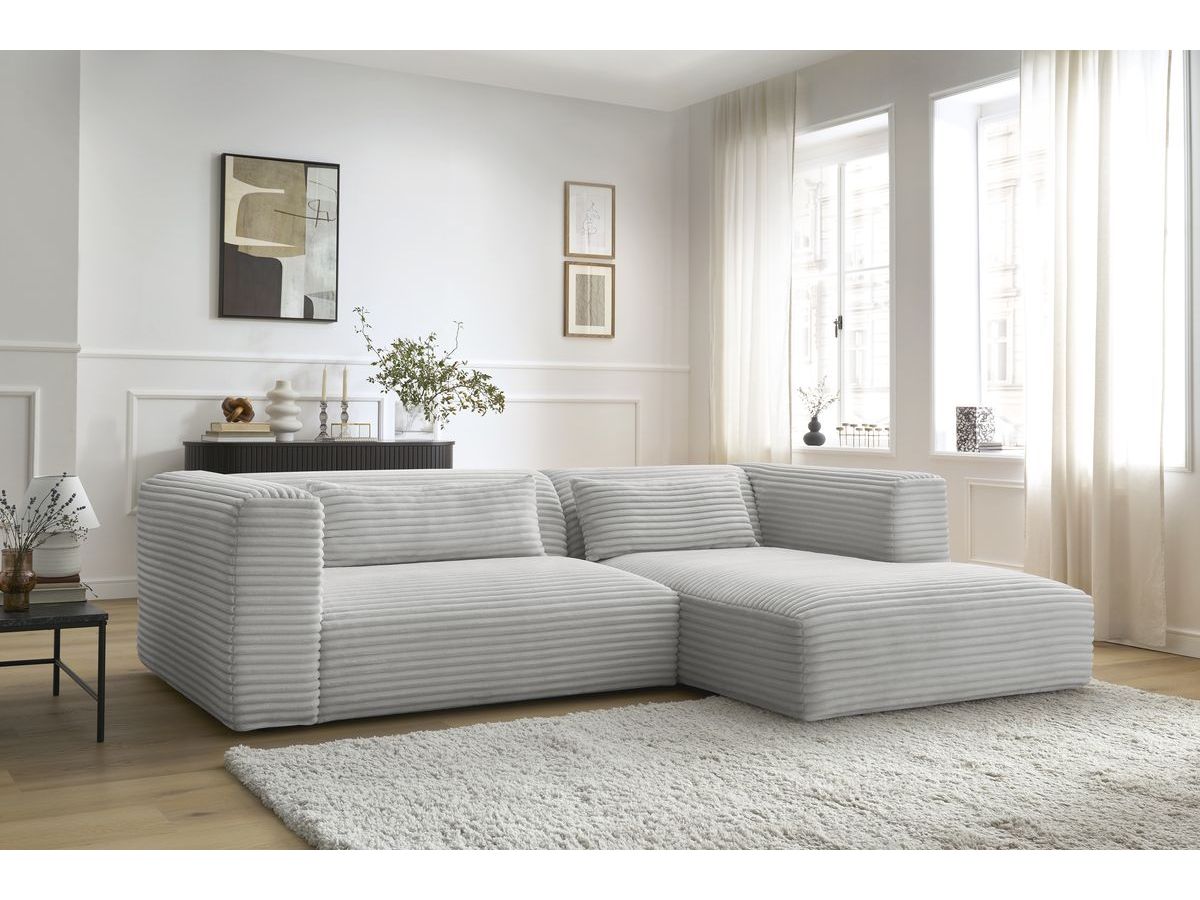 Bobochic Harry Ecksofa Breitcord weich Hellgrau Ecke rechts