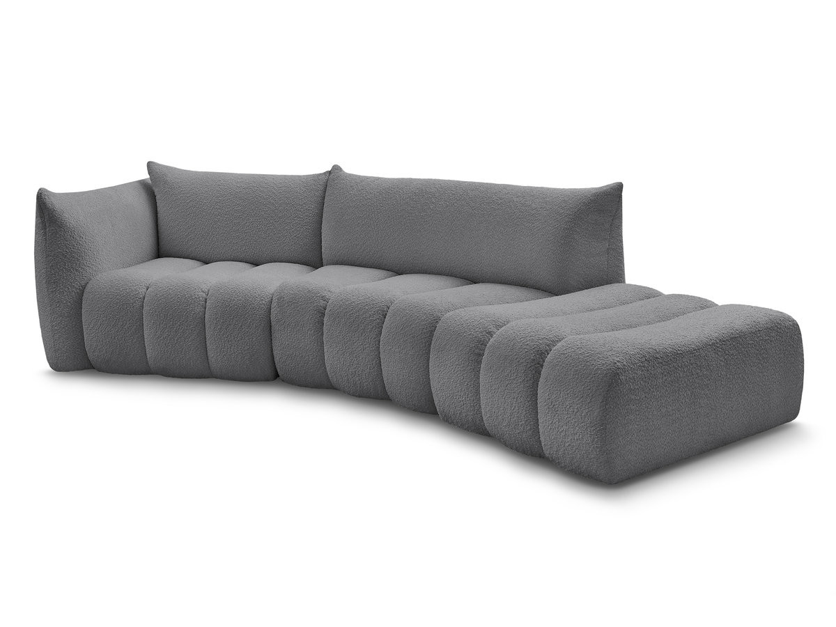 Bobochic Azra Ecksofa 325 × 112 cm Bouclé-Stoff Dunkelgrau Ecke links