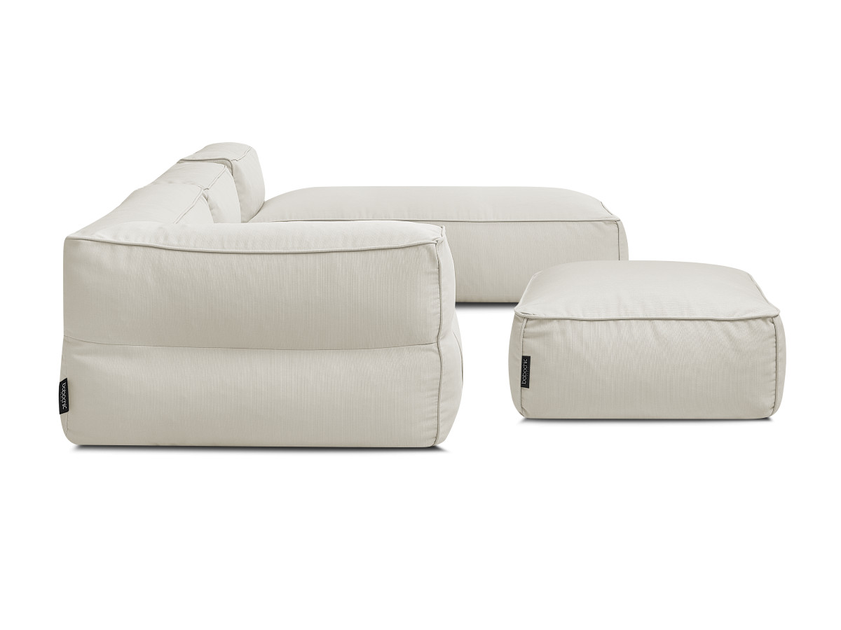Bobochic Giulia Gartensofa 4-Sitzer mit Pouf, 1 Eckmodul Stoff Beige