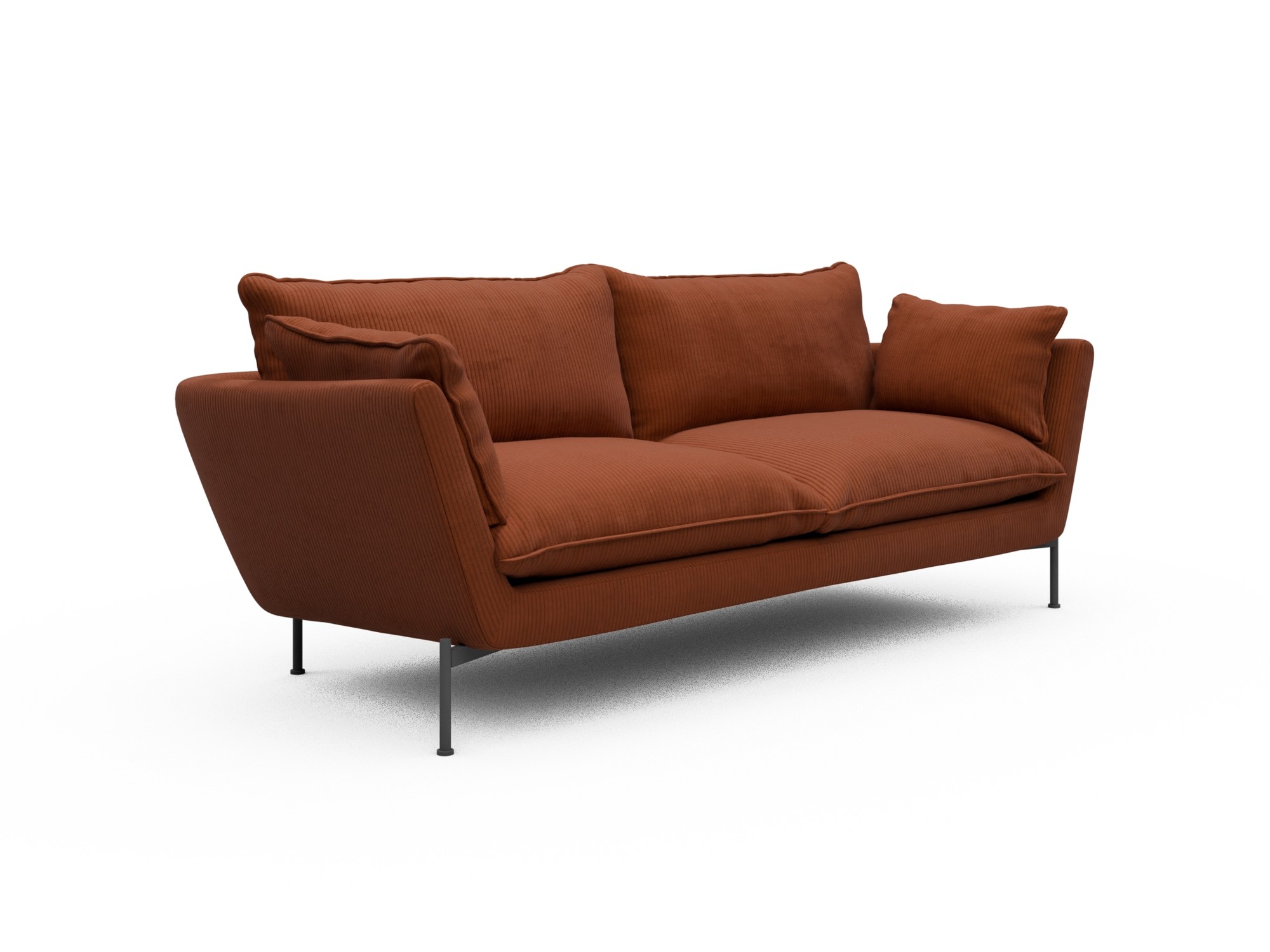 Skandi Home Sofa Anton Soft 3-Sitzer Corduroy-Burnt-Orange moebelfaktor