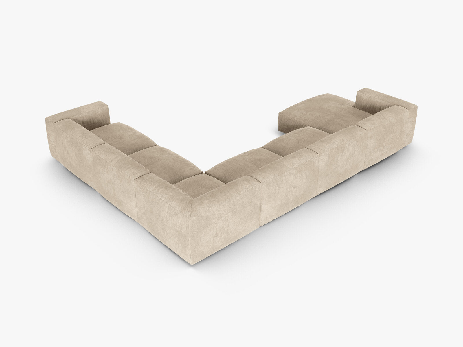 Micadoni modulares Ecksofa XL Martina 6-Sitzer 90cm Sitztiefe Rechts Samt Vogue Helles Beige