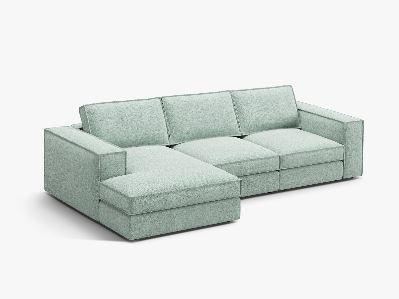 Micadoni modulares Ecksofa Pola 3-Sitzer Links Strukturierter Stoff Babel Minze