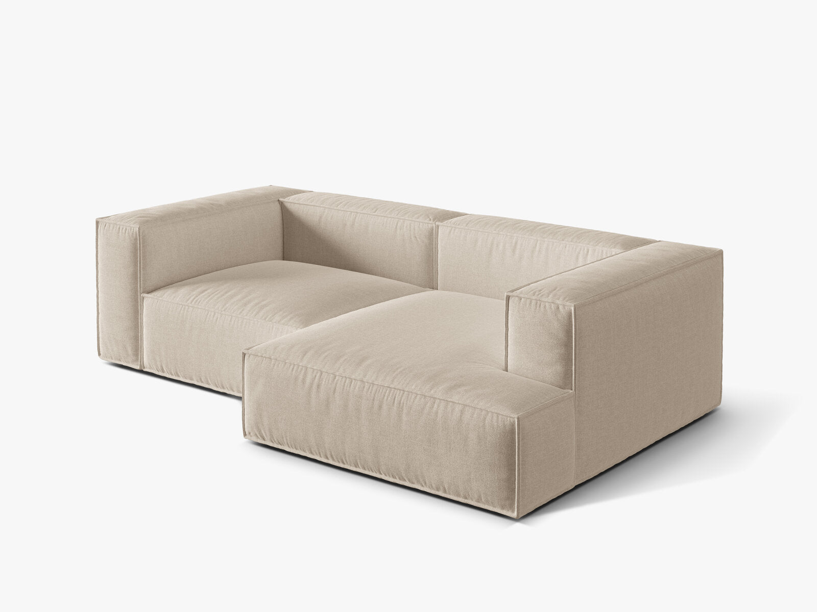 Micadoni Ecksofa Nuria 3-Sitzer Rechts Strukturierter Stoff Beige