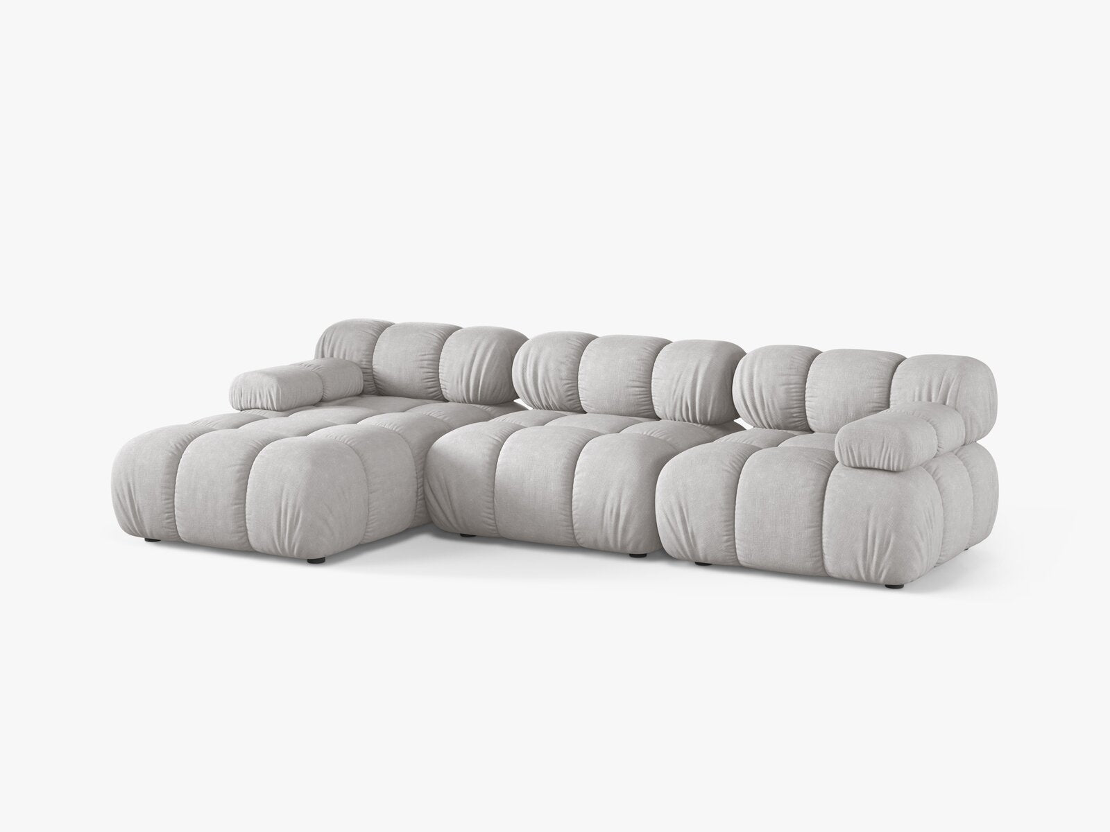 Micadoni Modulares Ecksofa Bellis 4-Sitzer Links Strukturierter Stoff Liberty Hellgrau