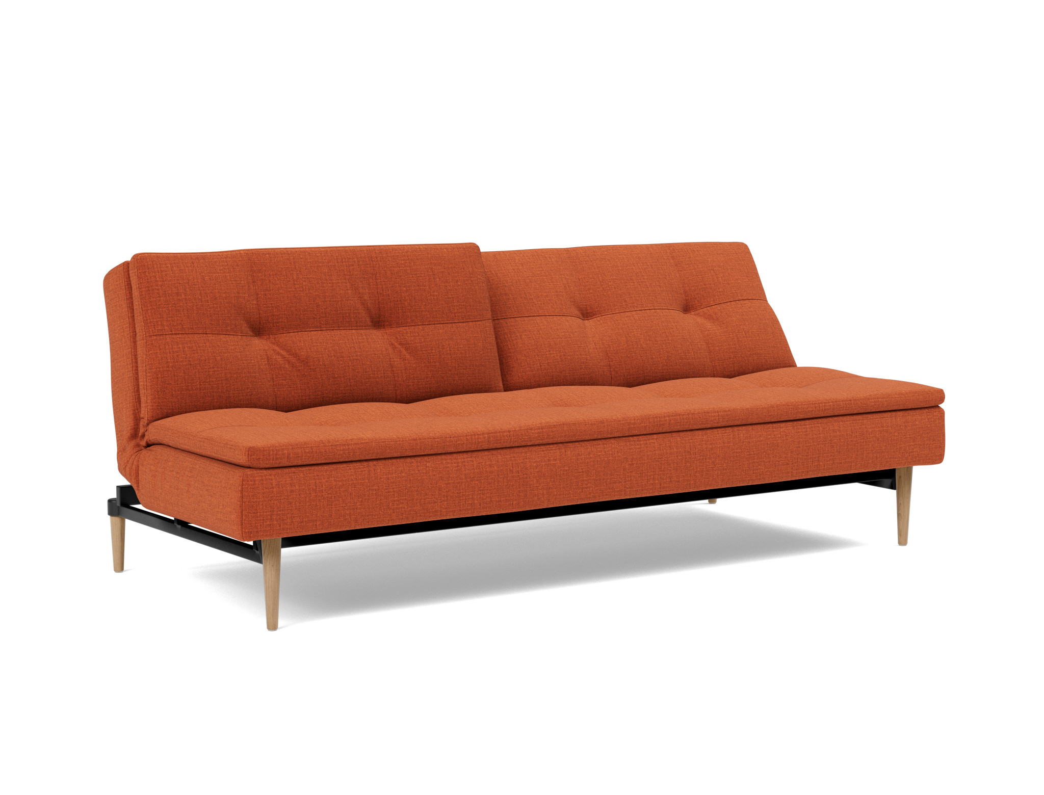 Schlafsofa Dublexo Chenille Esina 412-Rust-Orange Beine Styletto Eiche hell