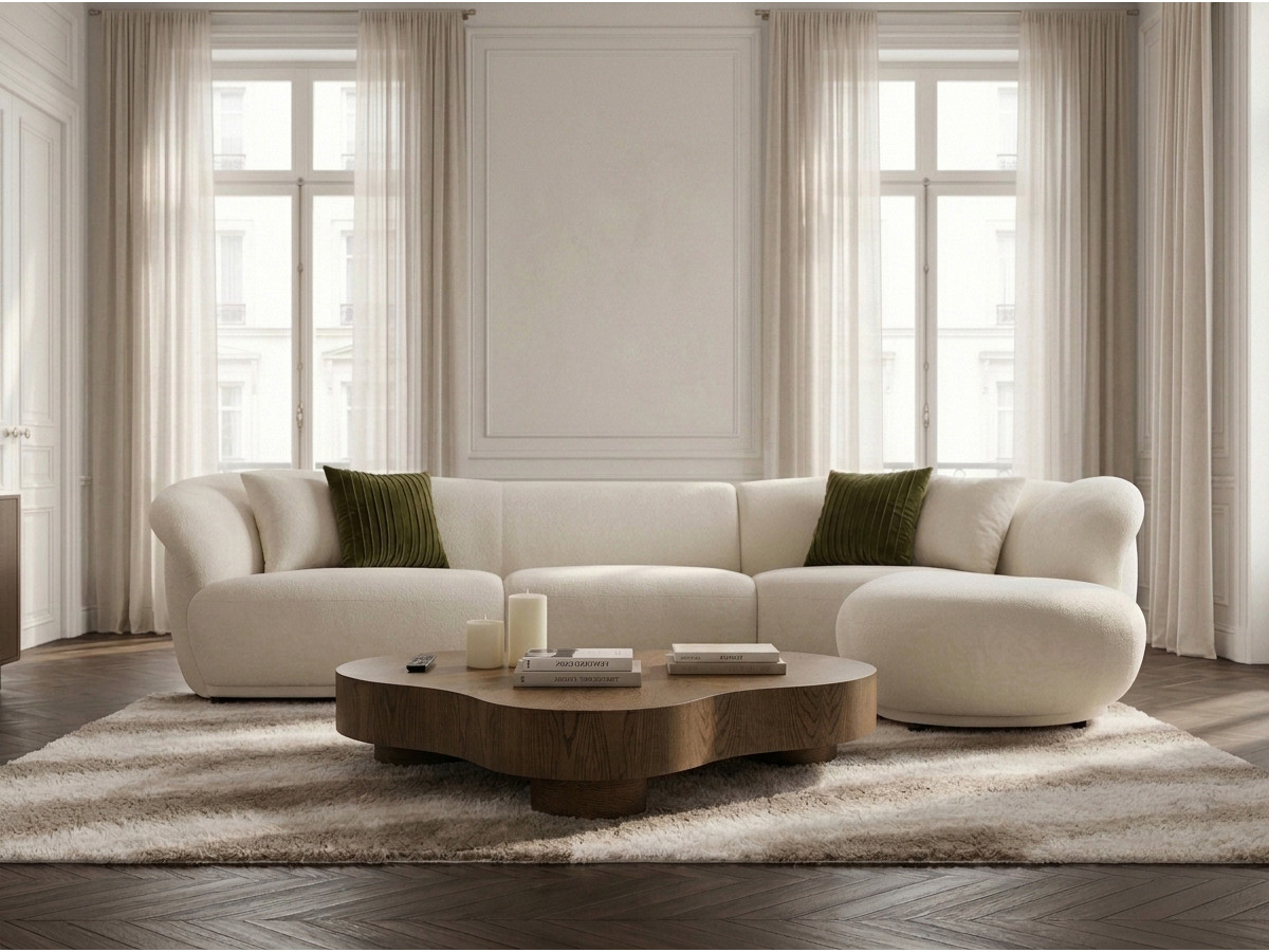 Bobochic Nora Ecksofa Chenille Weiß Ecke rechts