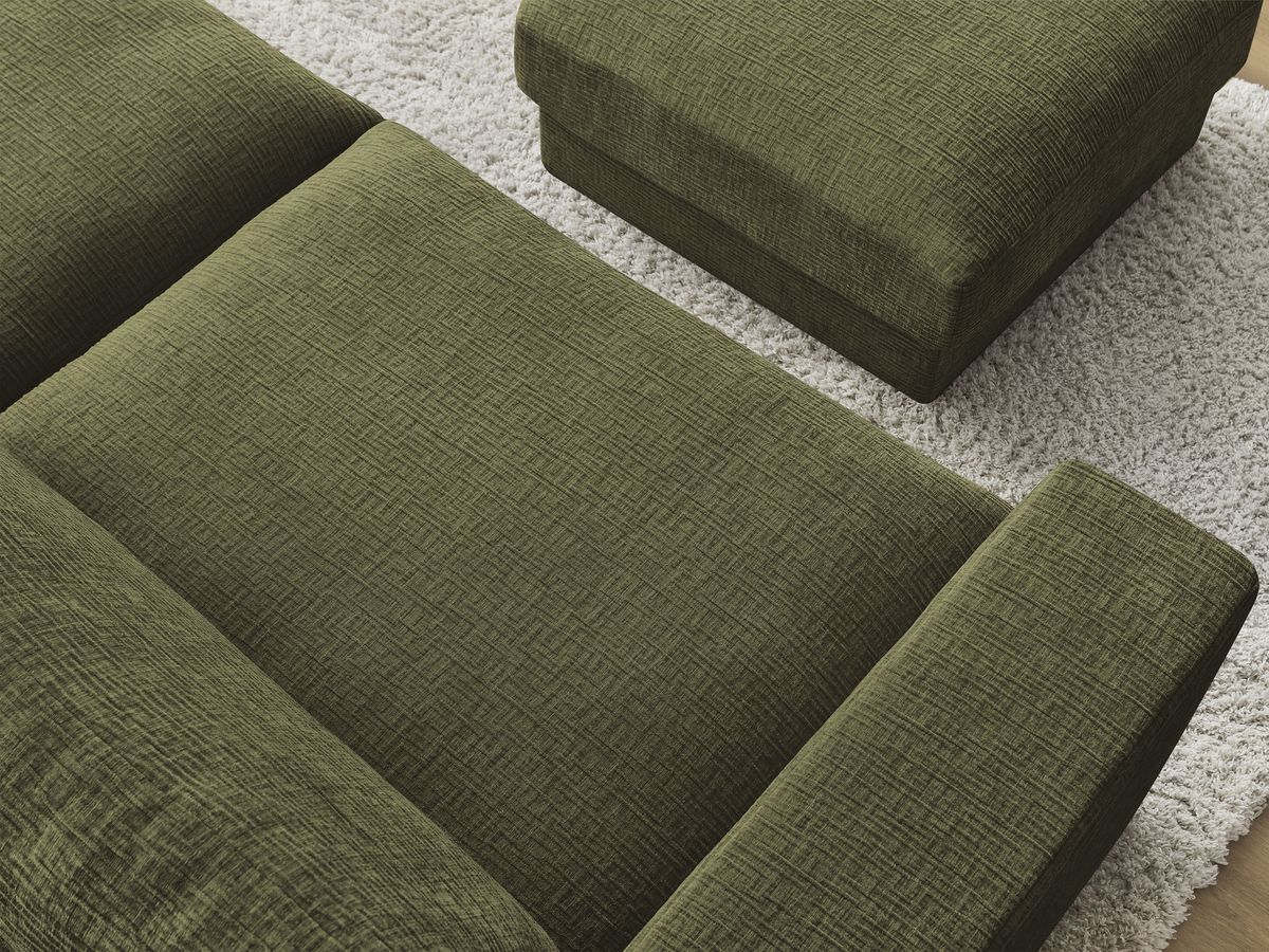 Bobochic Leonard Sofa 4-Sitzer mit Pouf 274 × 109 cm Strukturstoff Grün