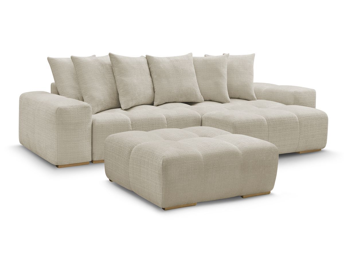 Bobochic Anakin Ecksofa mit Schlaffunktion und Bettkasten und Pouf, 6 Kissen