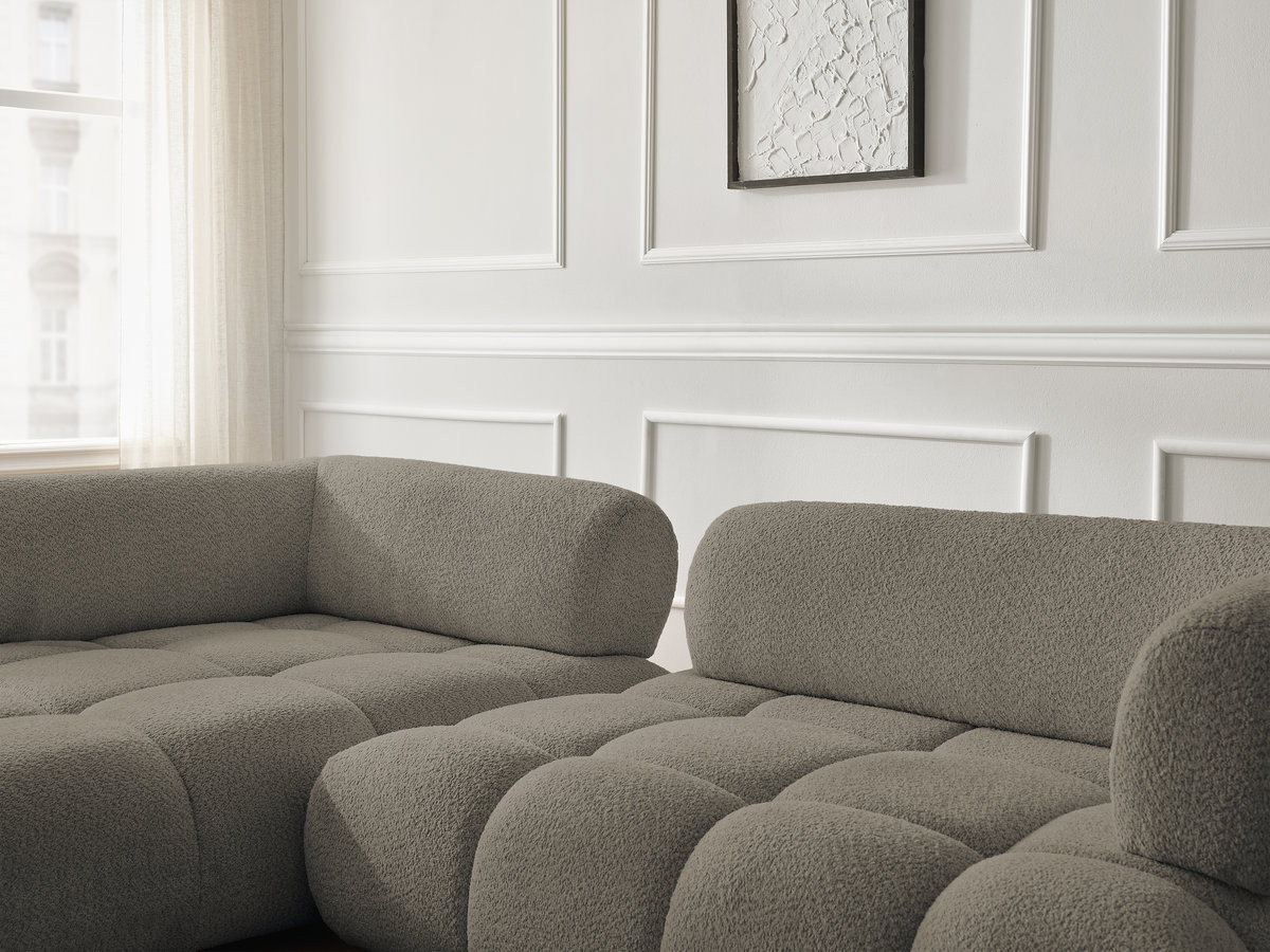 Bobochic Alya Ecksofa Bouclé-Stoff Taupe Ecke links
