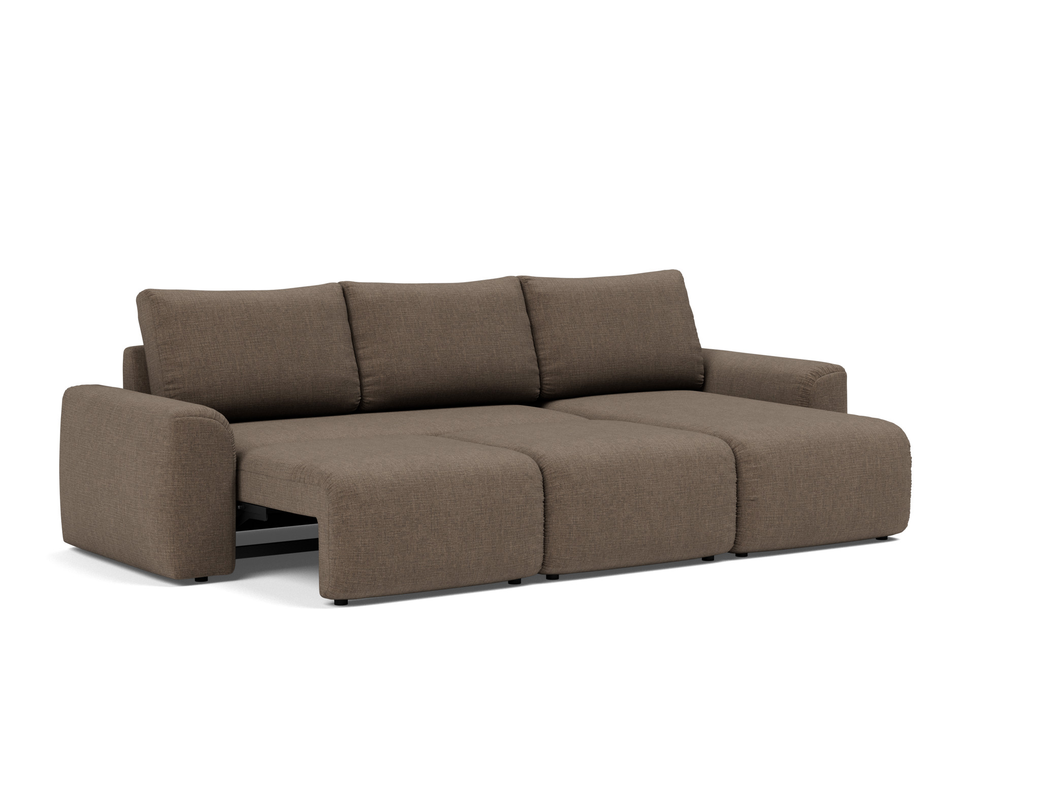 Schlafsofa Norum mit Chaiselongue und Chunky-Armlehnen Chenille Esina 411-Cedar-Brown