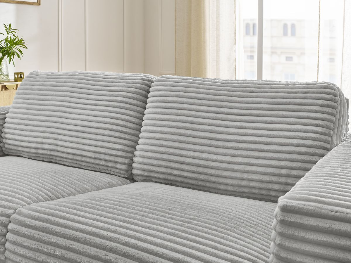 Bobochic Hugo Schlafsofa 3-Sitzer Cordsamt Hellgrau, Liegefläche 160 × 190 cm