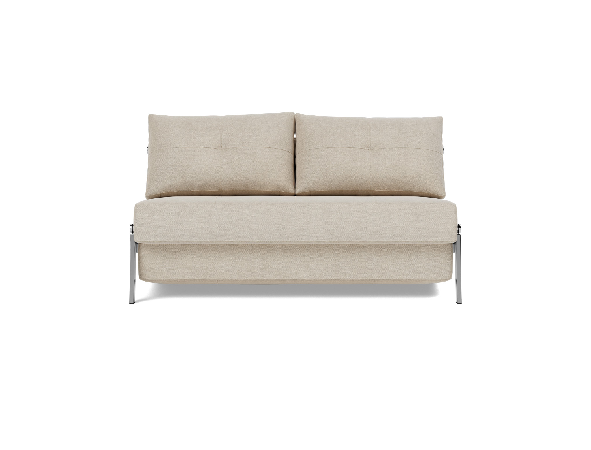 Schlafsofa Cubed 140 Flachgewebe Phobos 586-Latte Beine Chrom