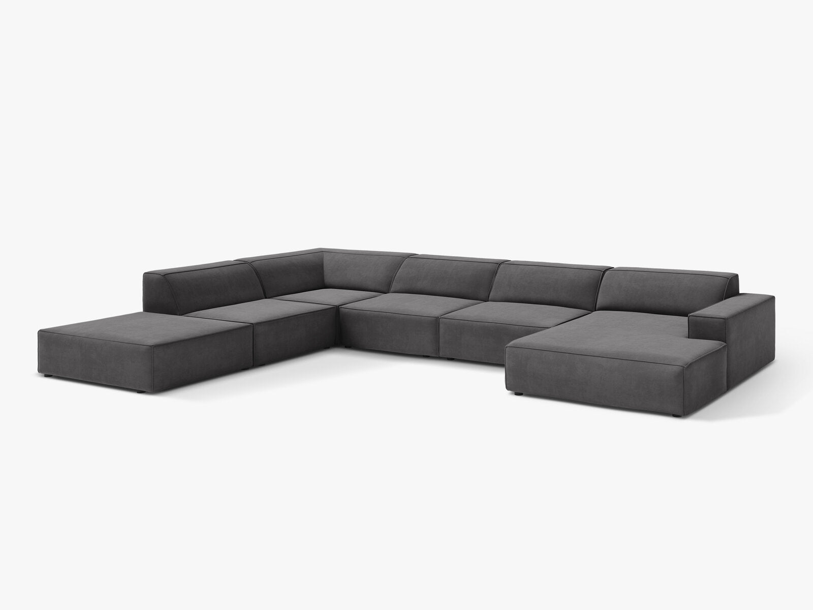 Micadoni Panorama-Ecksofa Jodie 7-Sitzer Samt Venus Grau Links