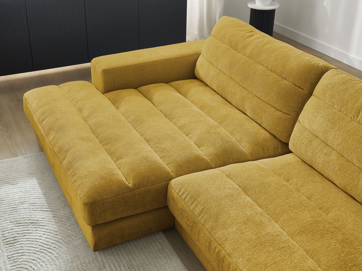 Bobochic Sierra Ecksofa Strukturstoff Gelb Ecke links