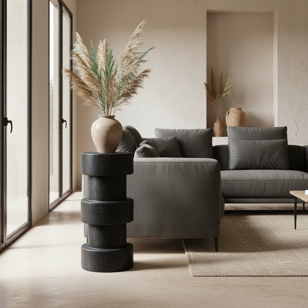 Raw Materials Forma Barhocker aus Teakholz Totoma schwarz